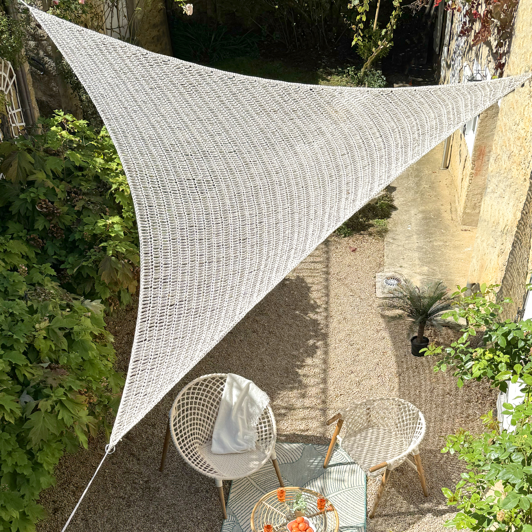Voile d’ombrage triangulaire macramé polylin — vue 6