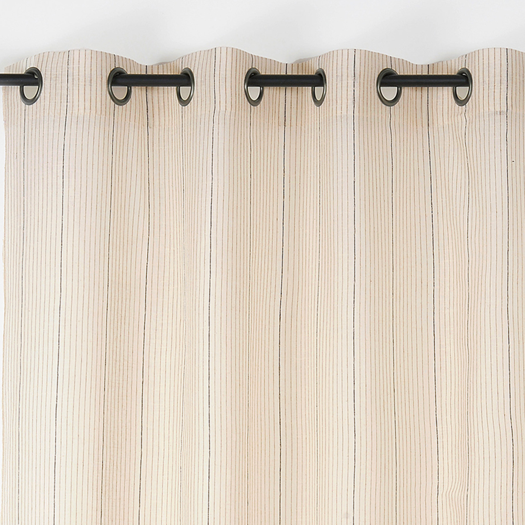 Voilage laine et coton fines rayures — vue 4