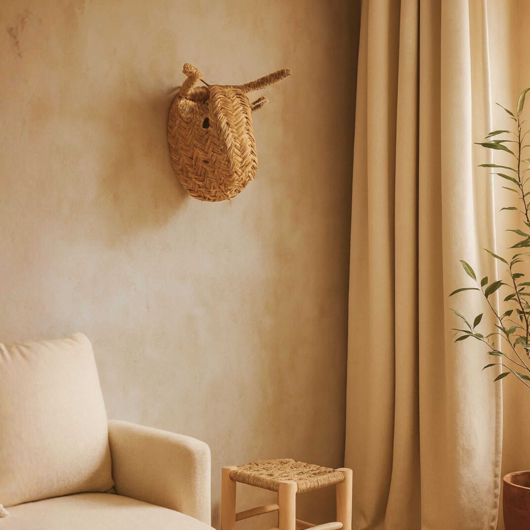 Déco murale petite tête de Taureau en paille — vue 4