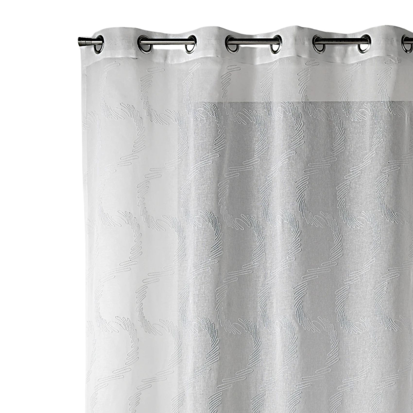 Voilage blanc motifs ondulés brodés — vue 3