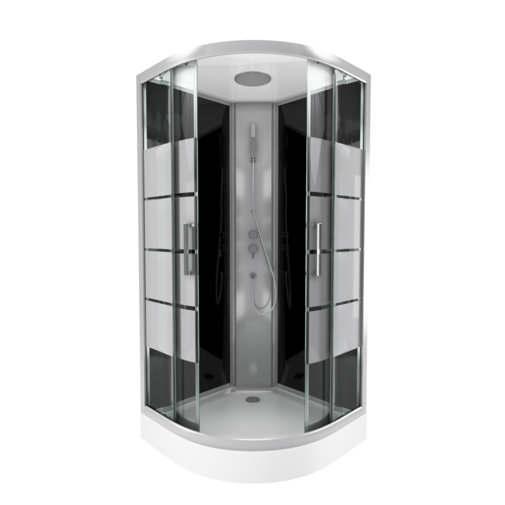 Cabine de douche 1/4 de cercle avec portes coulissantes