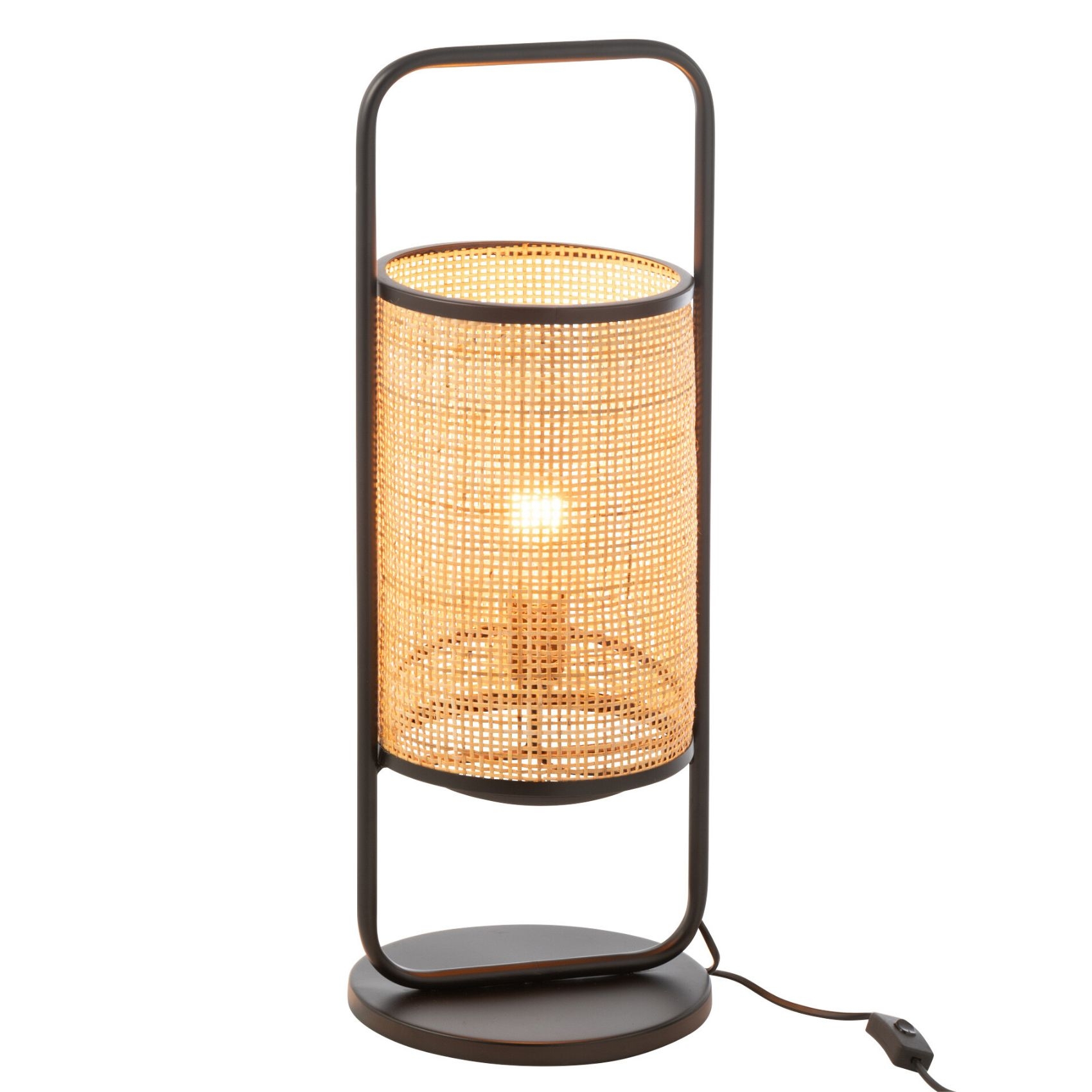 Lampe sur pied en métal et rotin — vue 3