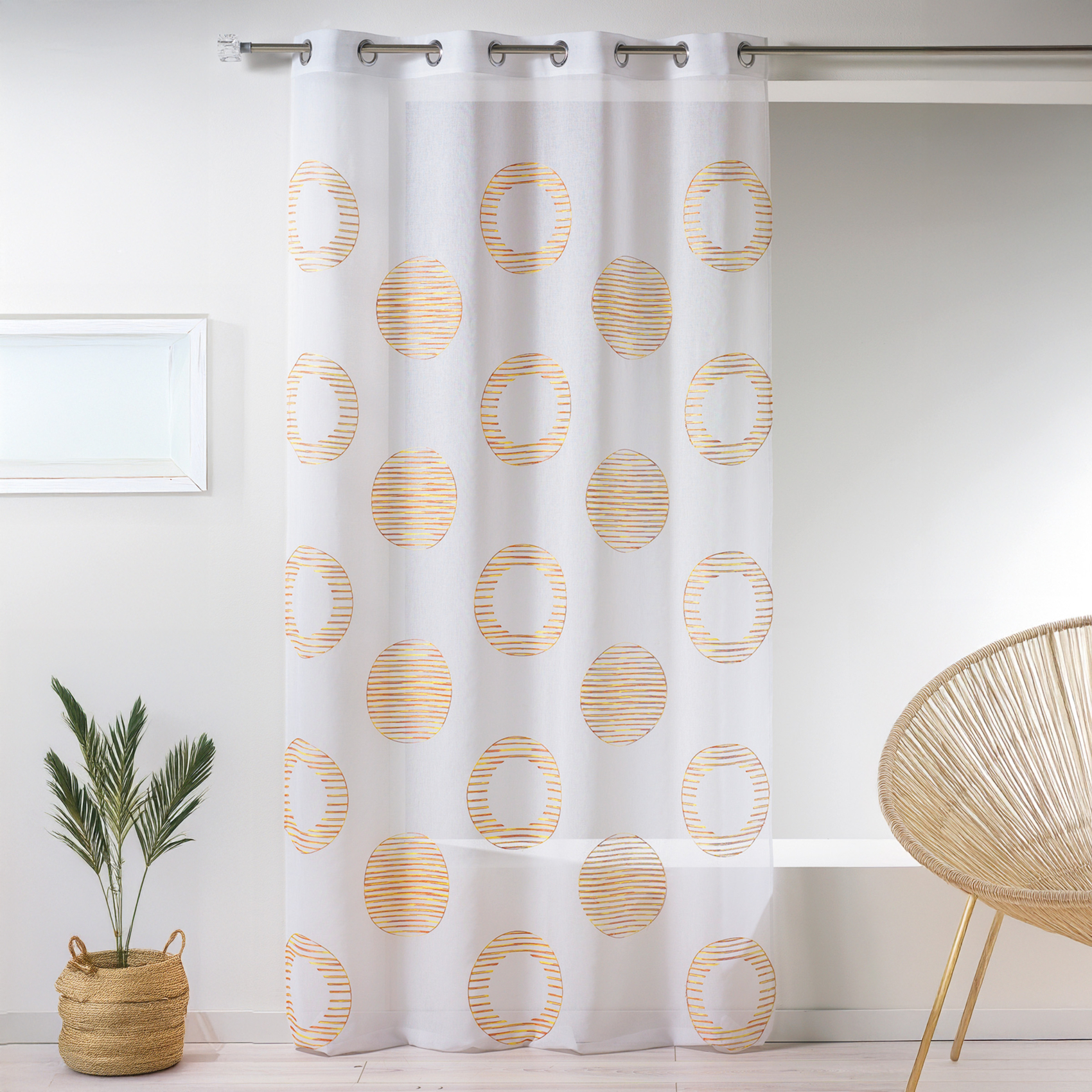 Voilage en étamine brodée cercle et rond — vue 5