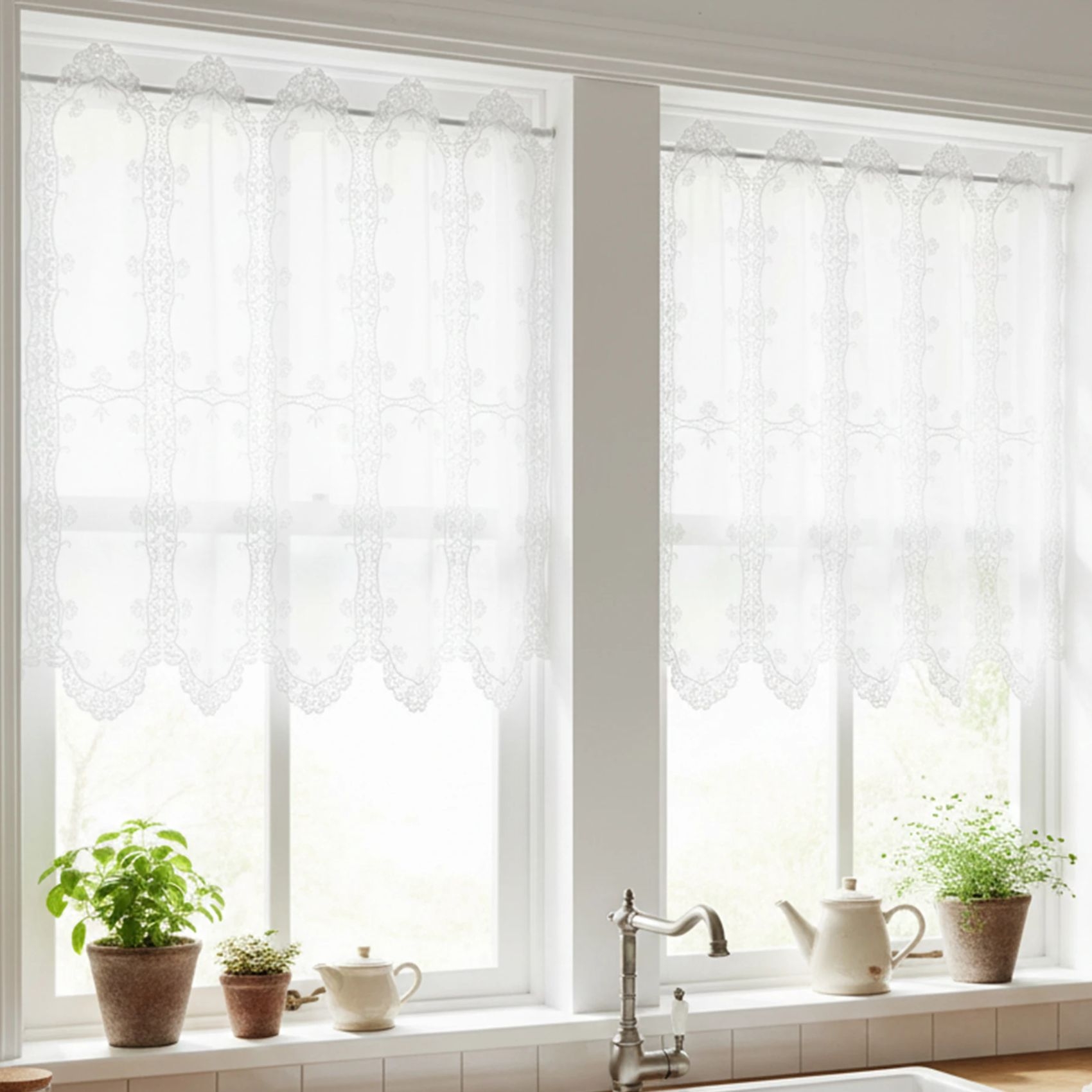 Brise-bise ajouré avec macramé fleuri — vue 3