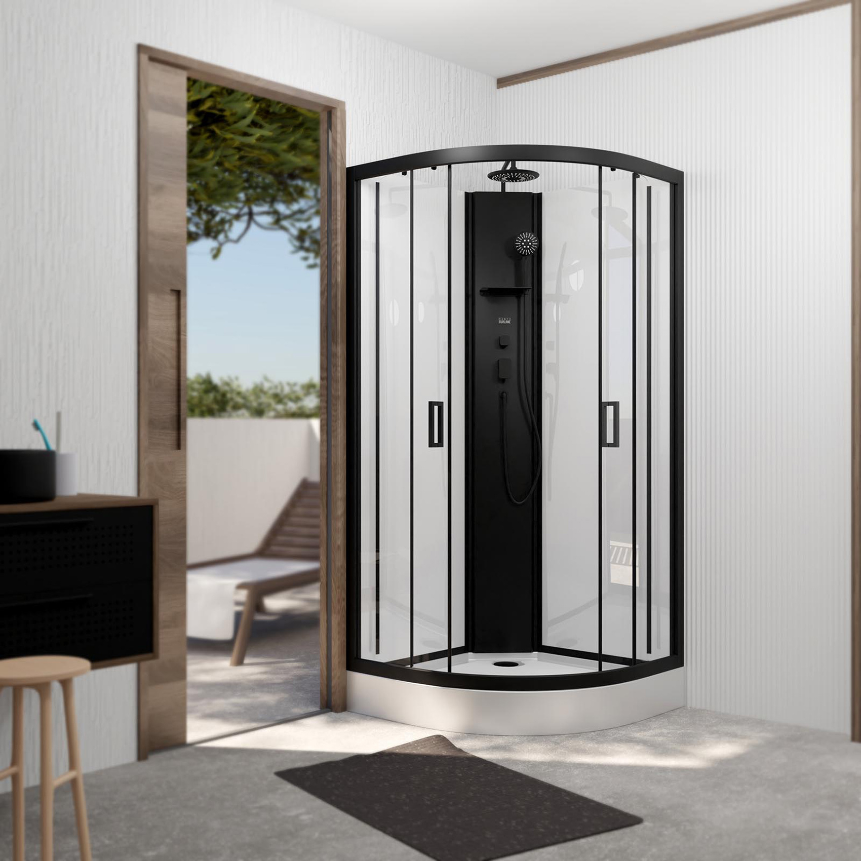 Cabine de douche 1/4 de cercle style contemporain — vue 5