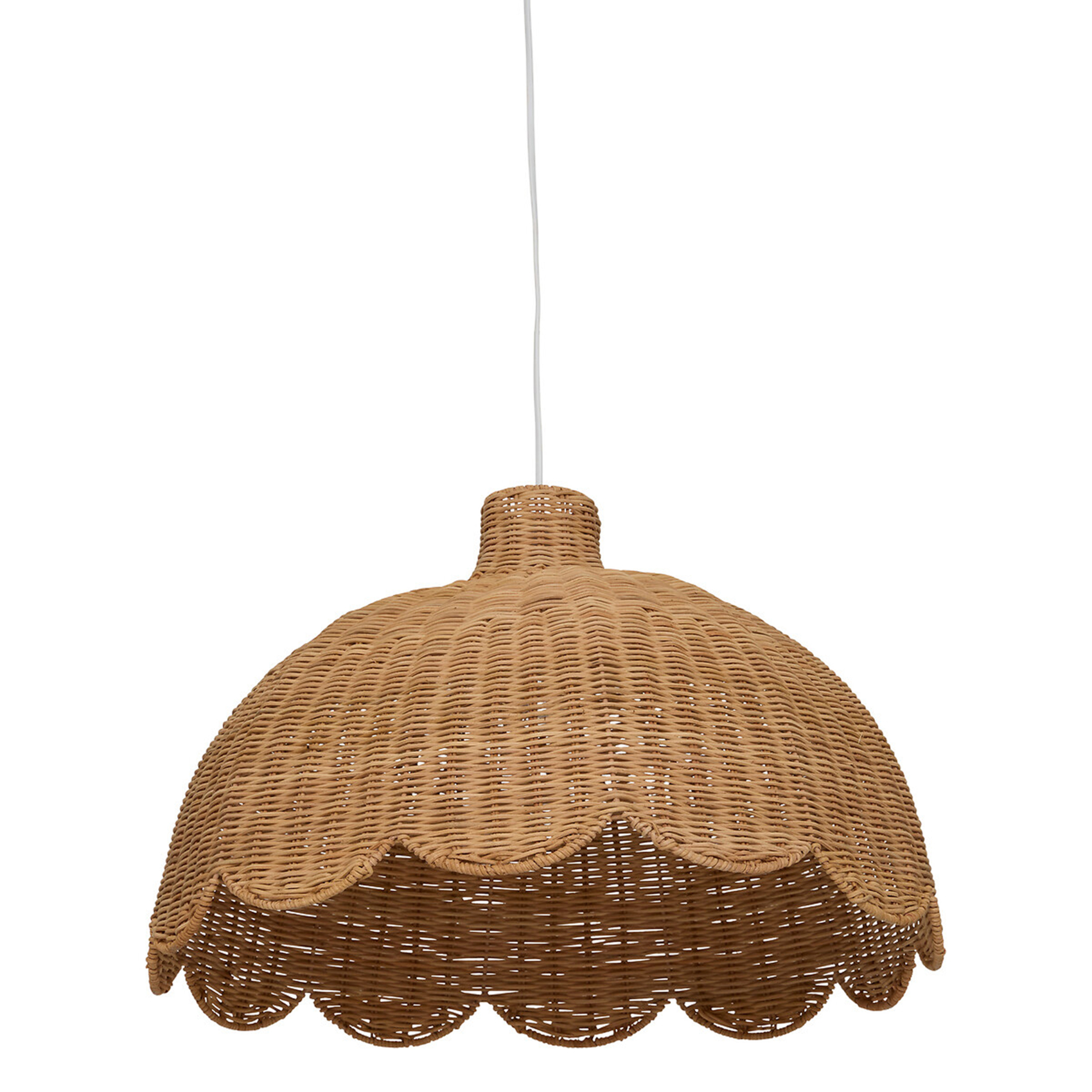 Suspension luminaire en rotin tressé à bord festonné — vue 4