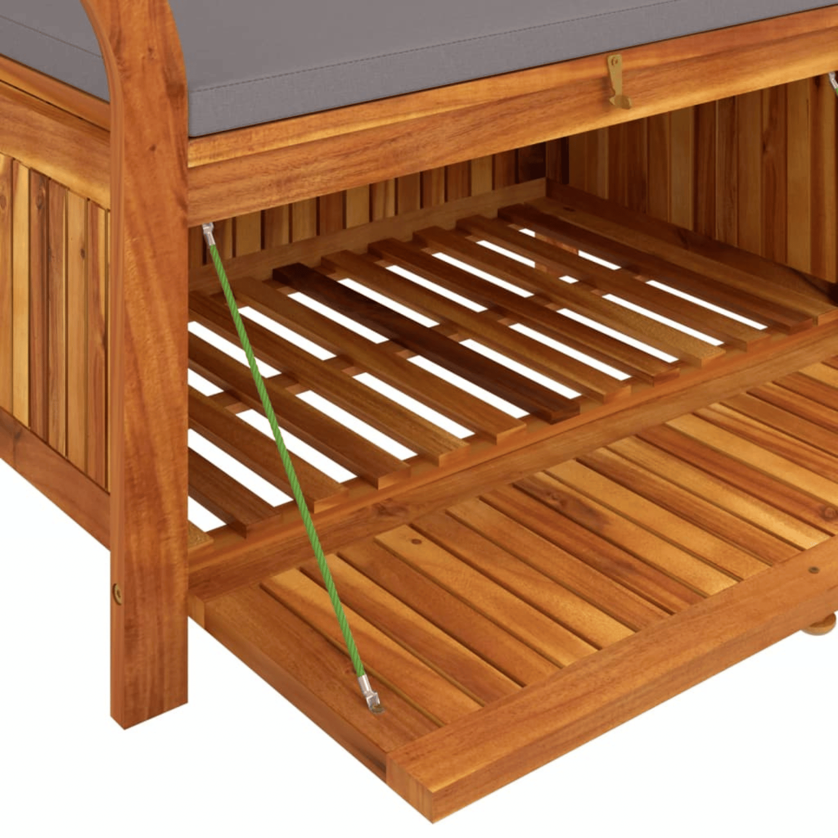 Banc de rangement extérieur en acacia — vue 6
