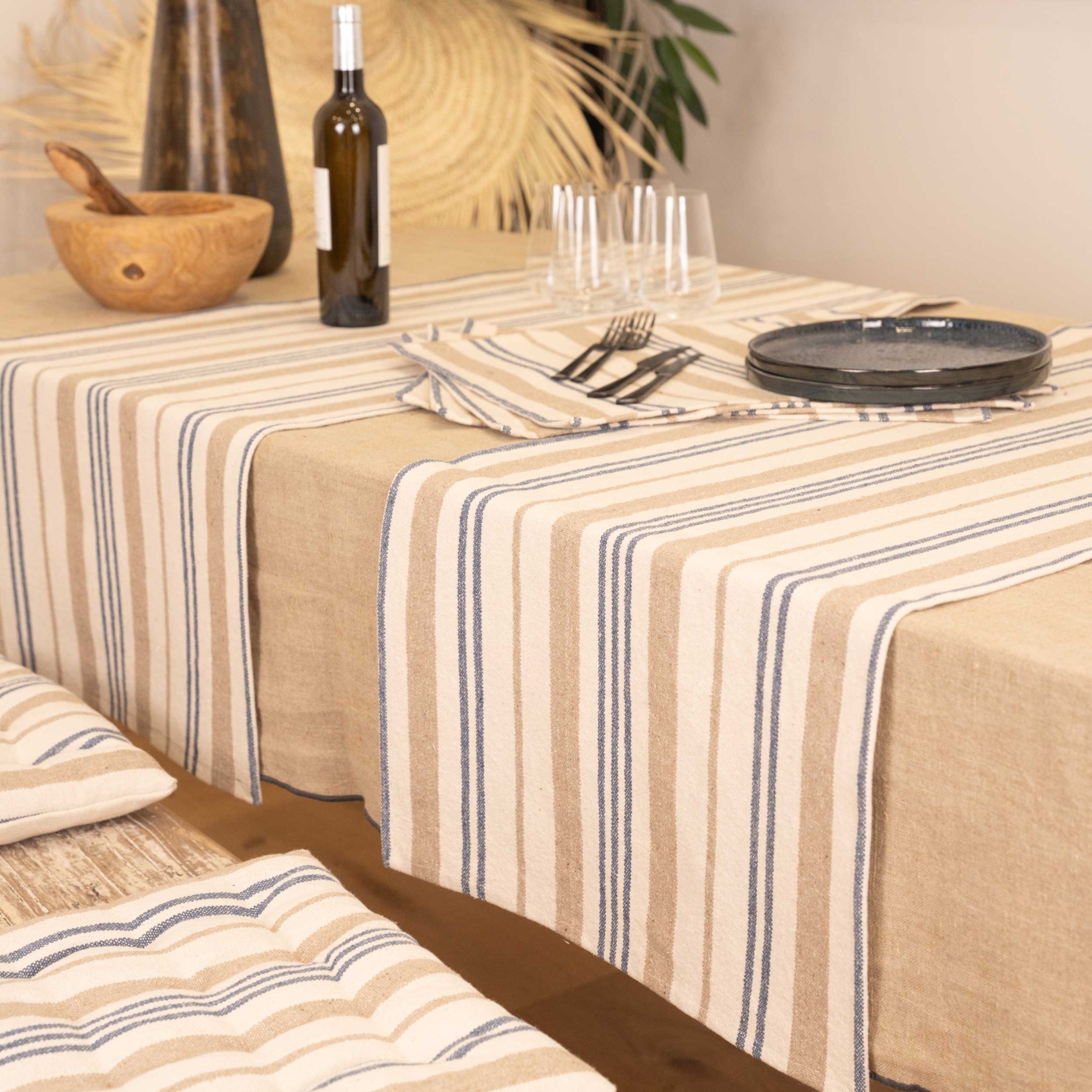 Chemin de table à rayures en coton — vue 5