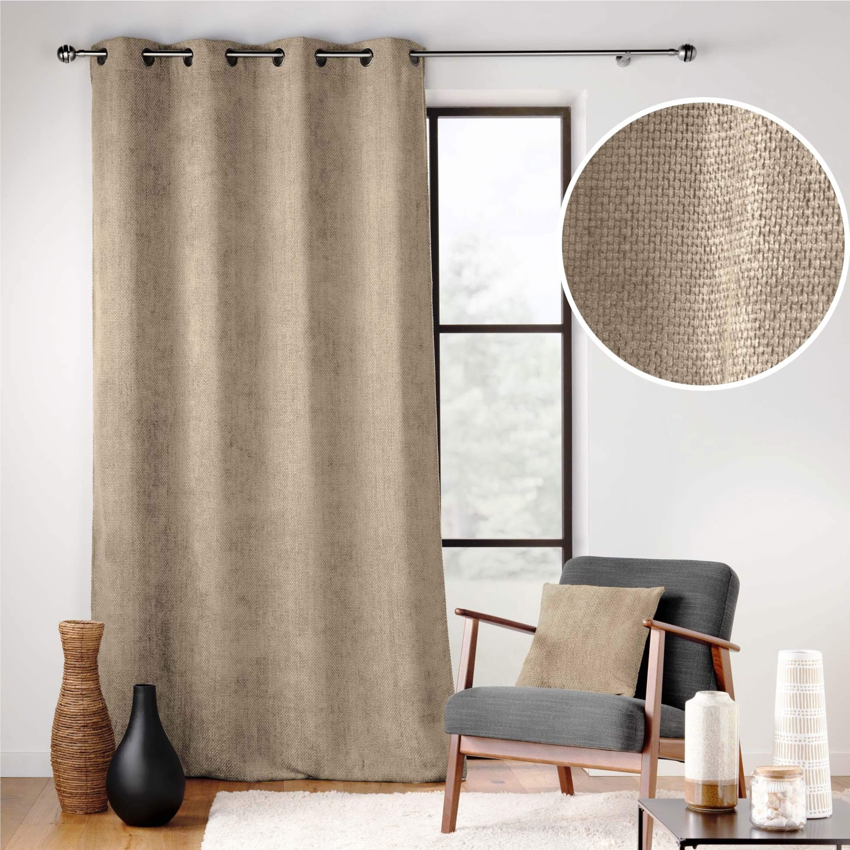 Rideau à œillets en velours chenille — vue 4