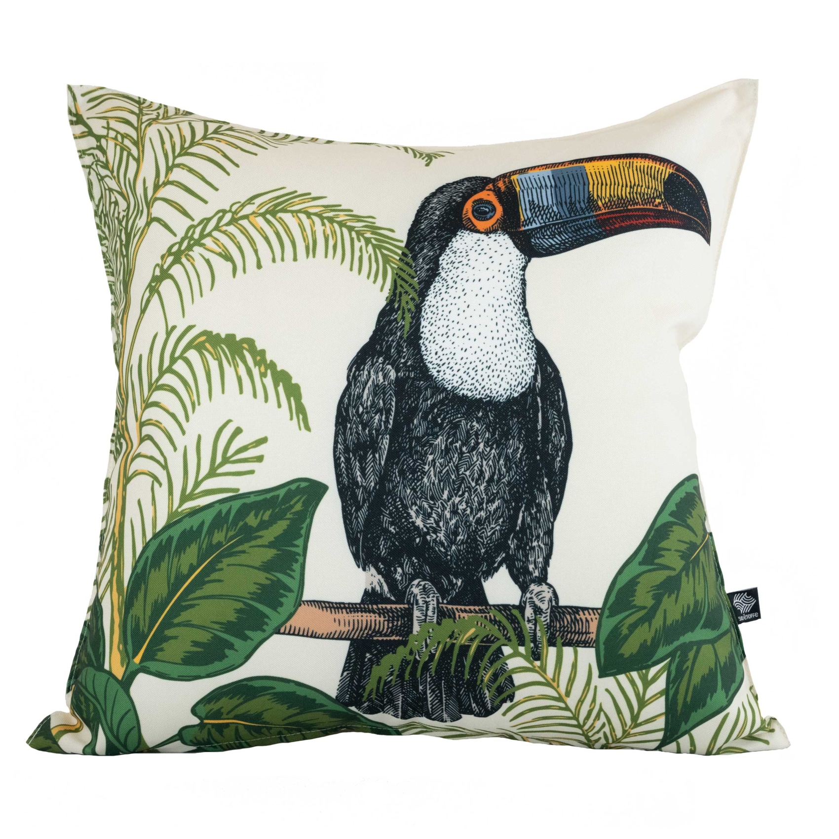 Coussin extérieur déperlant toucan
