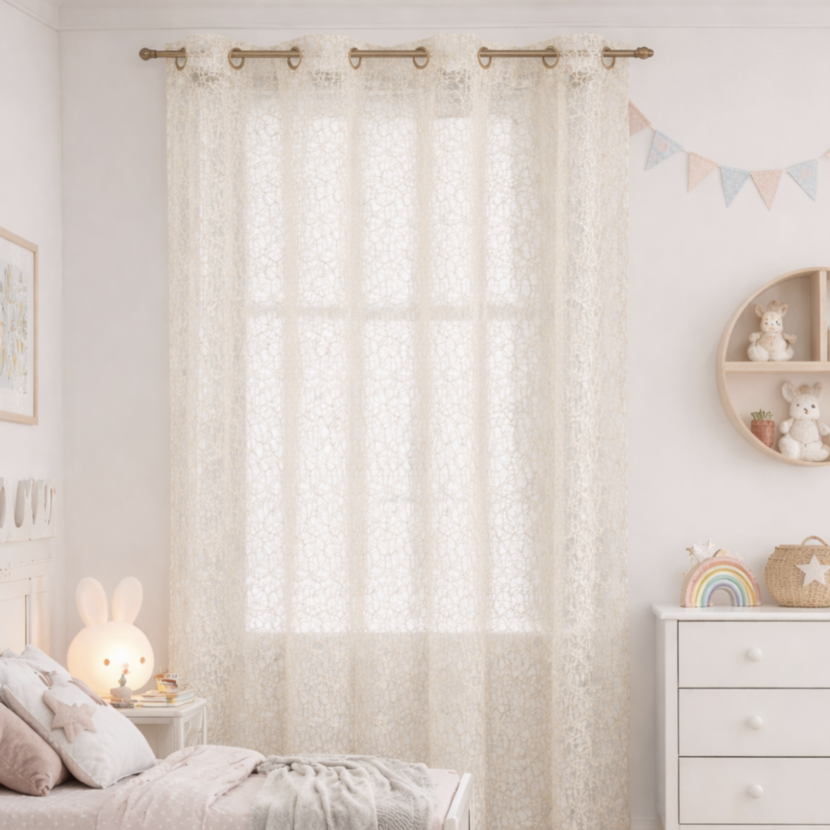 Rideau voilage broderie ton sur ton — vue 5