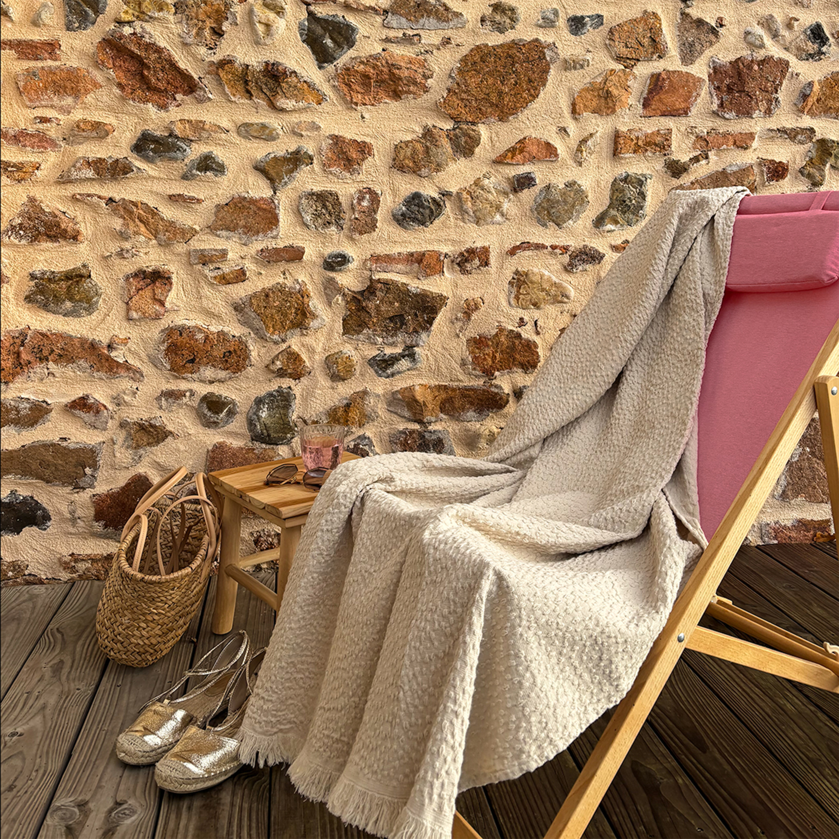 Plaid en coton jacquard à motif goutte d’eau — vue 4