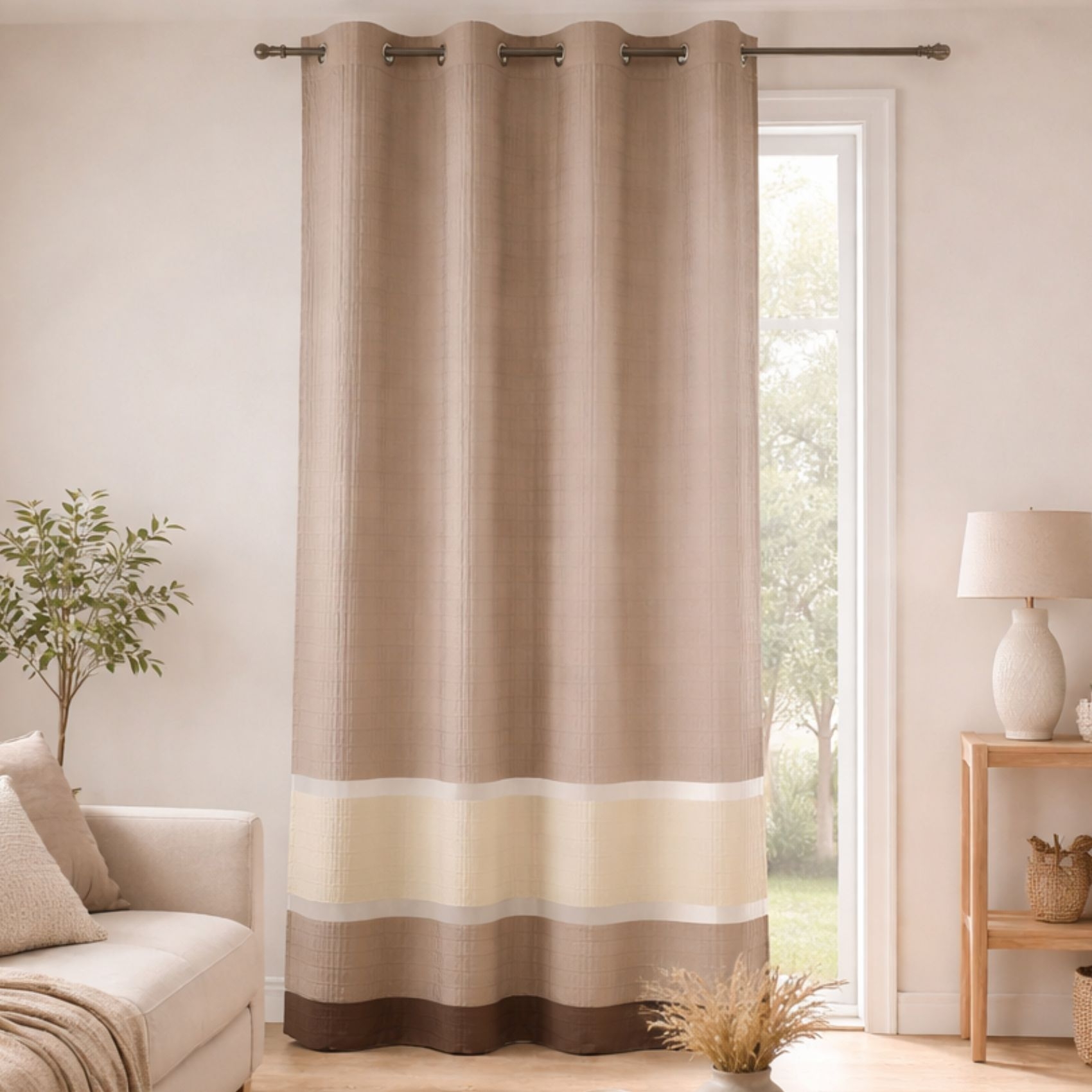 Voilage satiné rayures horizontales — vue 5