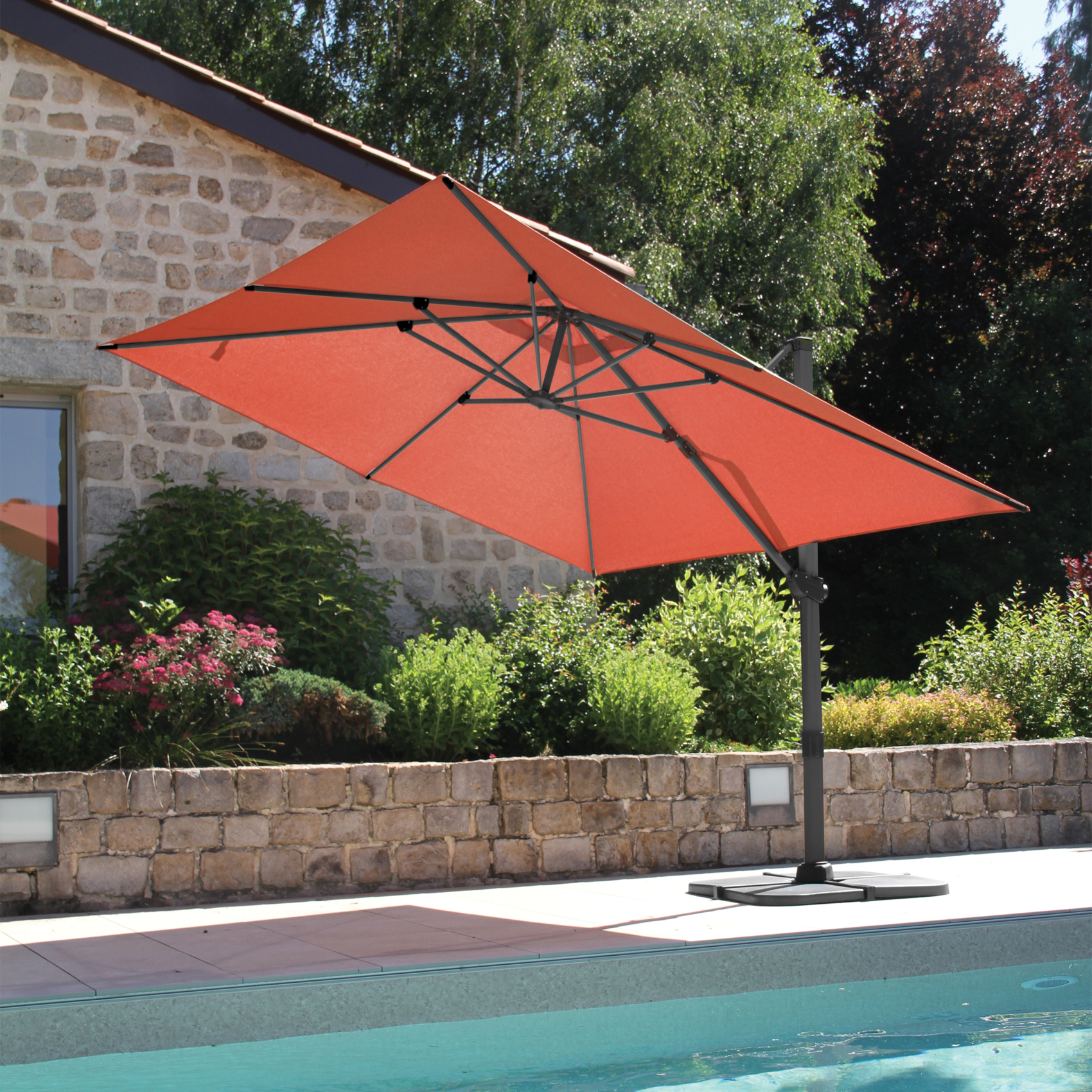 Grand parasol rectangulaire avec rotation 360° — vue 3