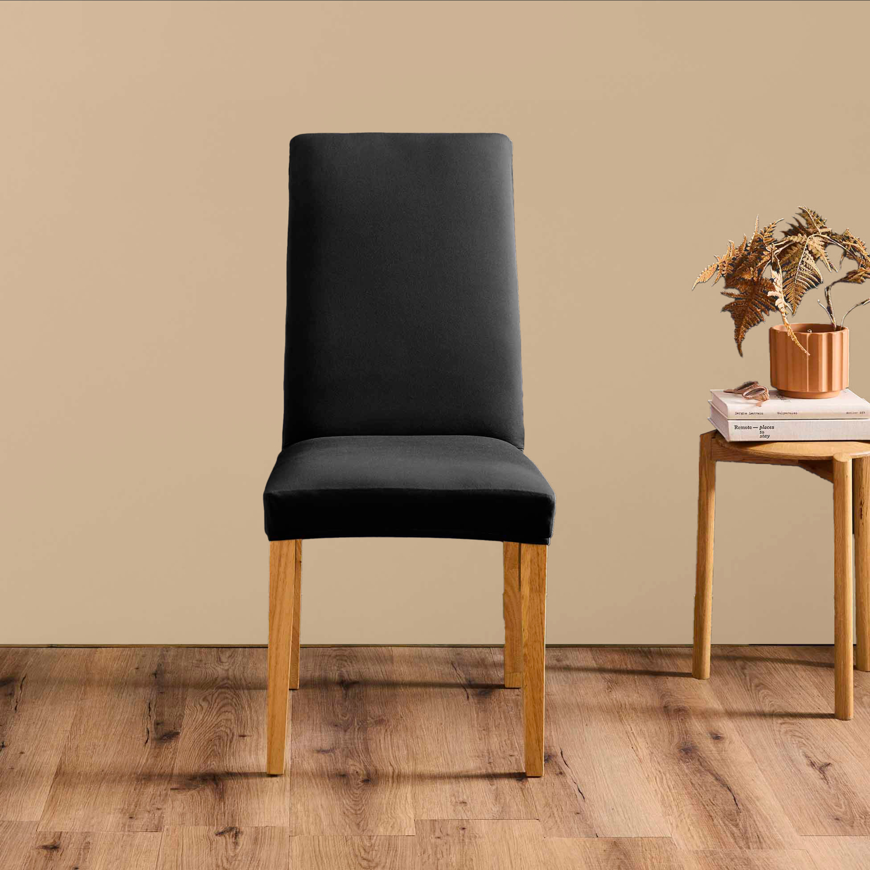 Housse de chaise extensible unie pour assise 40 à 50 cm — vue 4