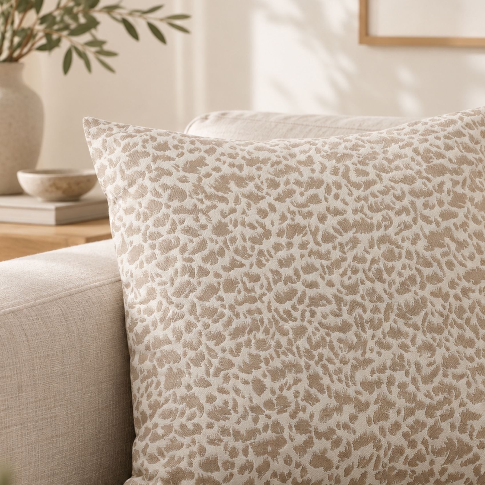 Coussin jacquard abstrait texturé style naturel — vue 4