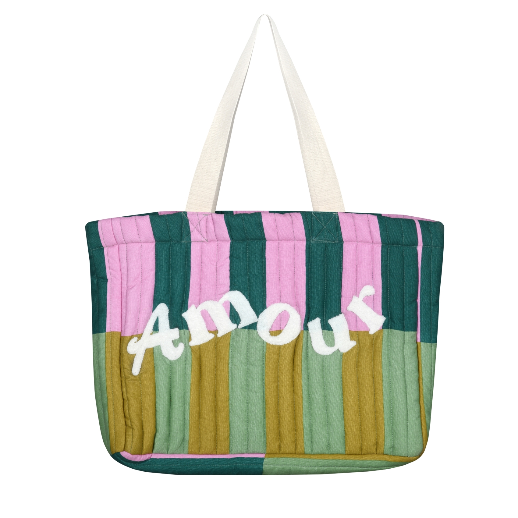 Sac cabas matelassé à bandes AMOUR