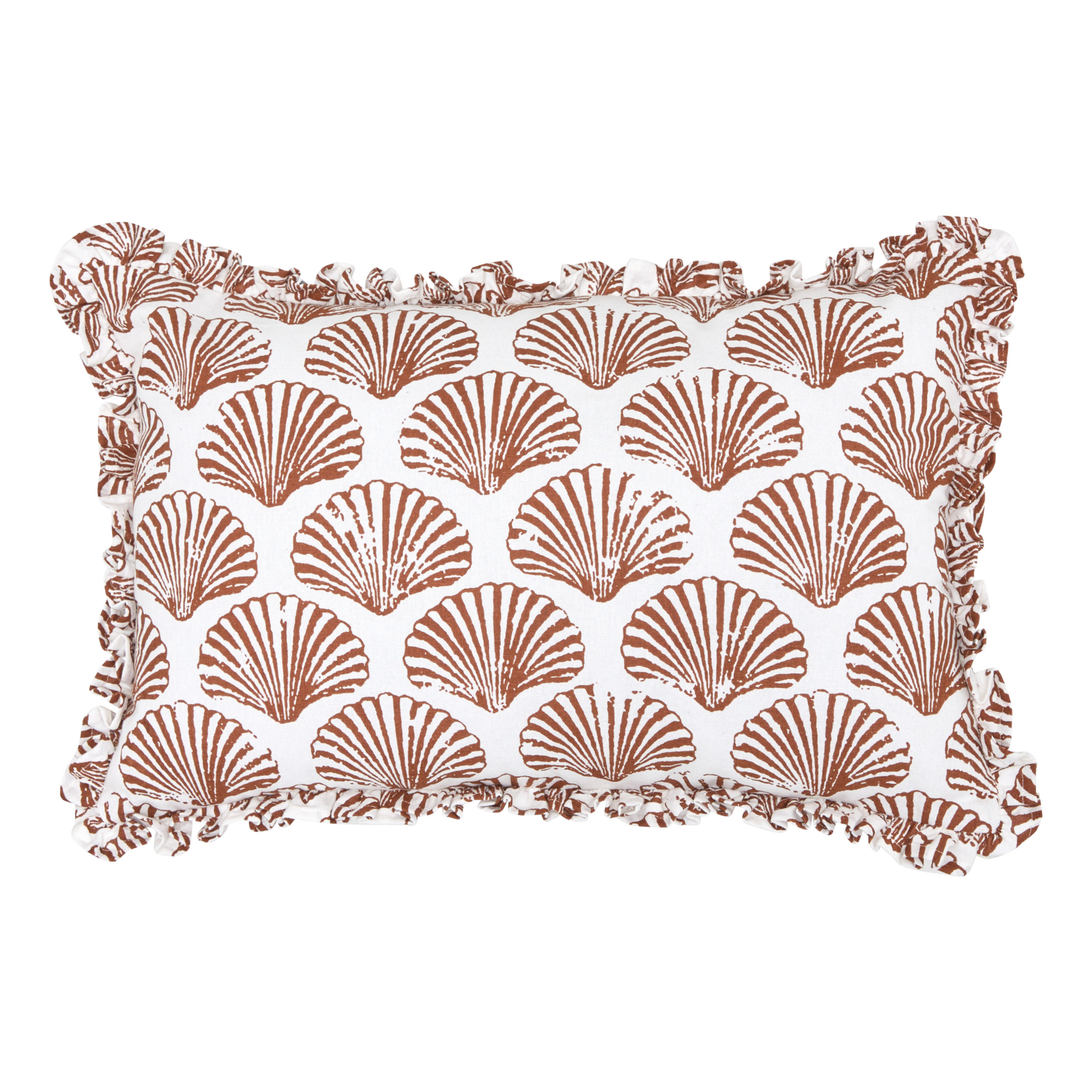 Coussin rectangulaire coton motif coquillage