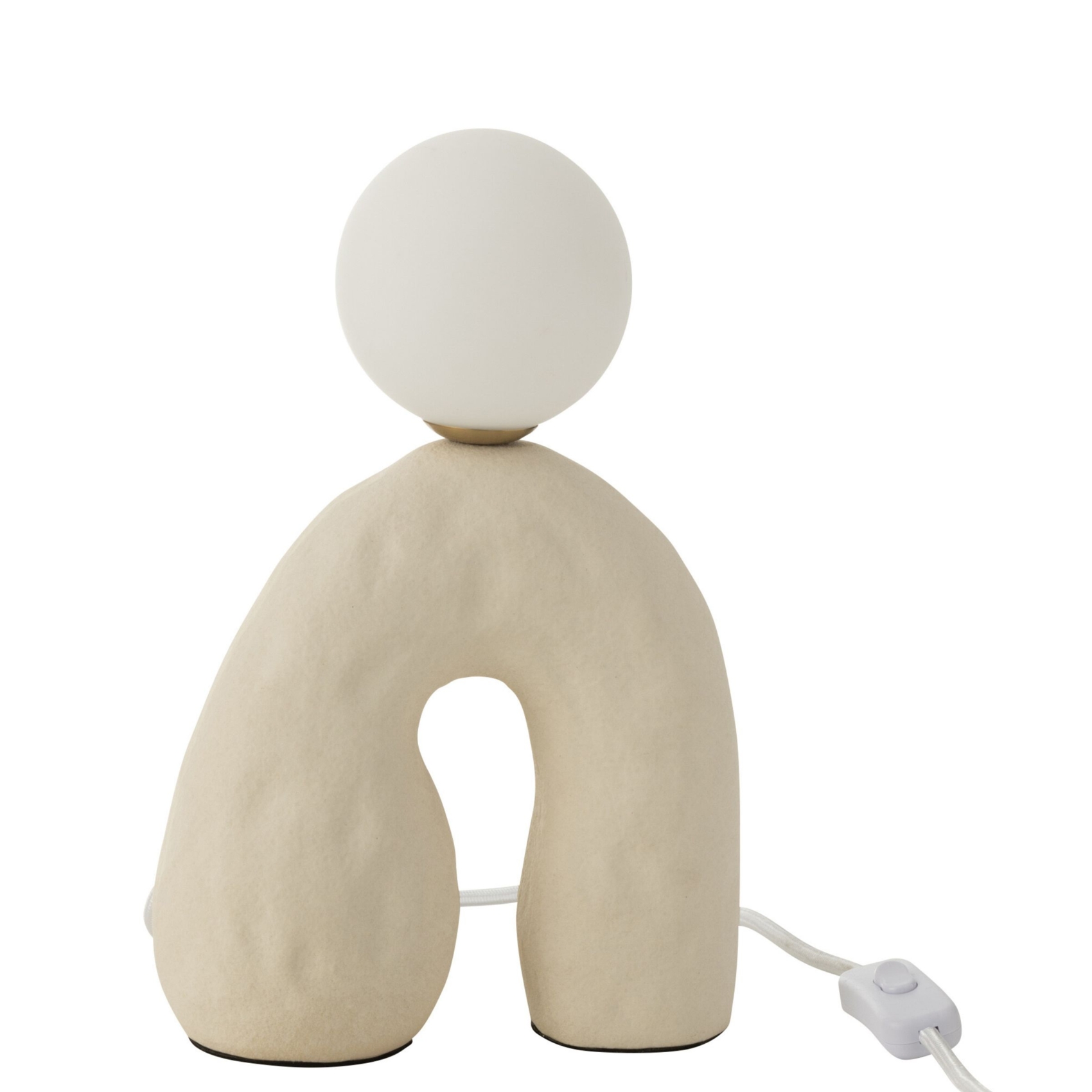 Lampe à poser en pierre avec globe en verre