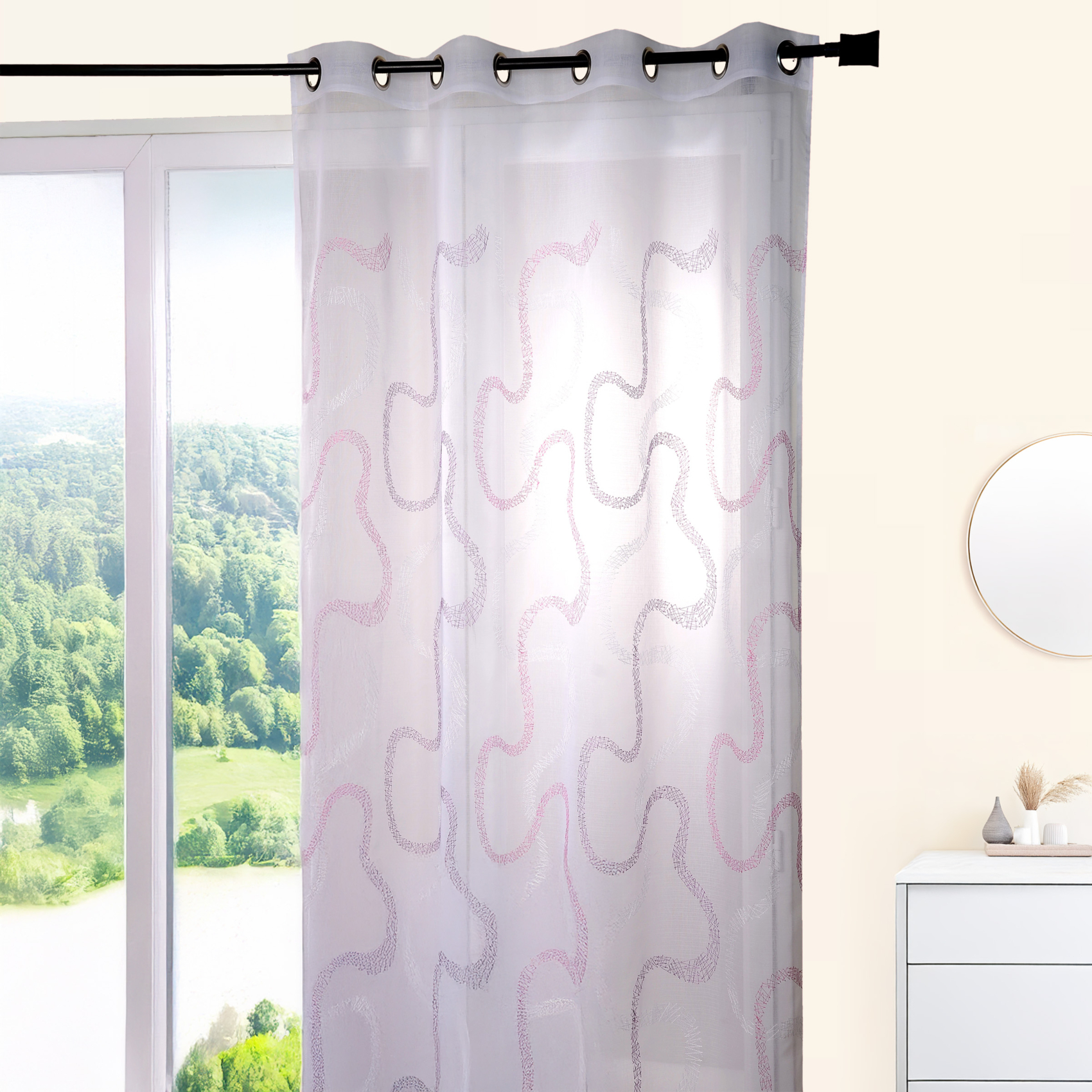 Voilage tissé et brodé en zig zag — vue 4