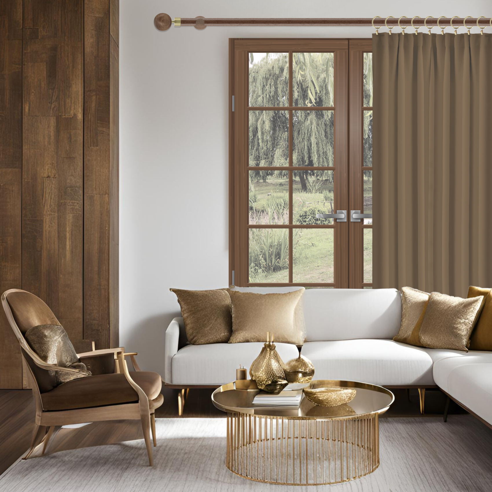 Embout de tringle sphère en bois avec embrase métal — vue 3