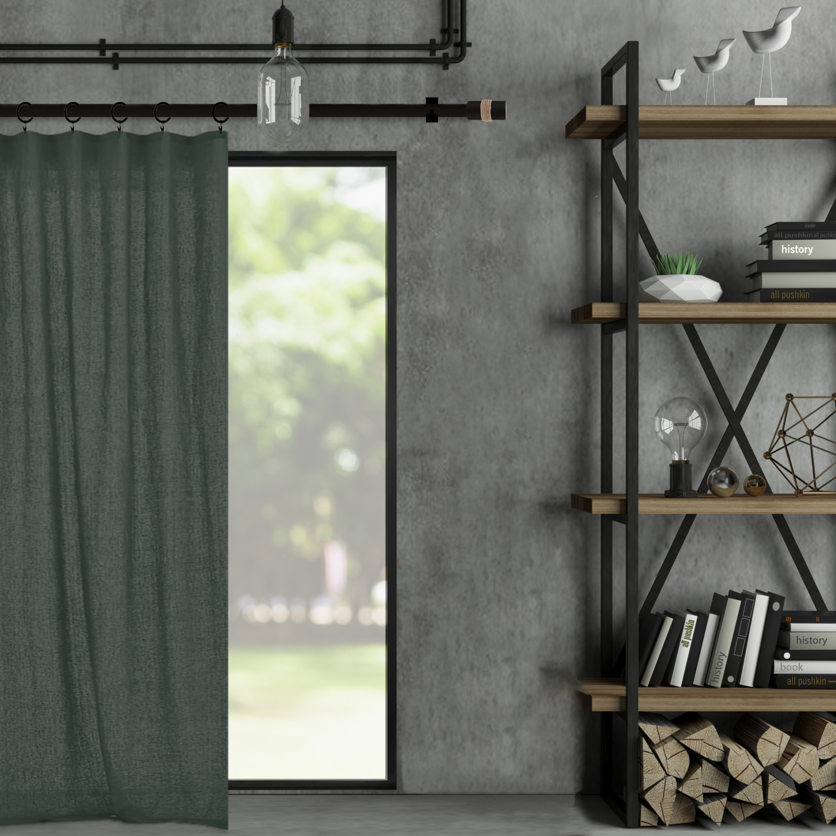 Embout de tringle cylindre en bois avec corde naturelle — vue 3