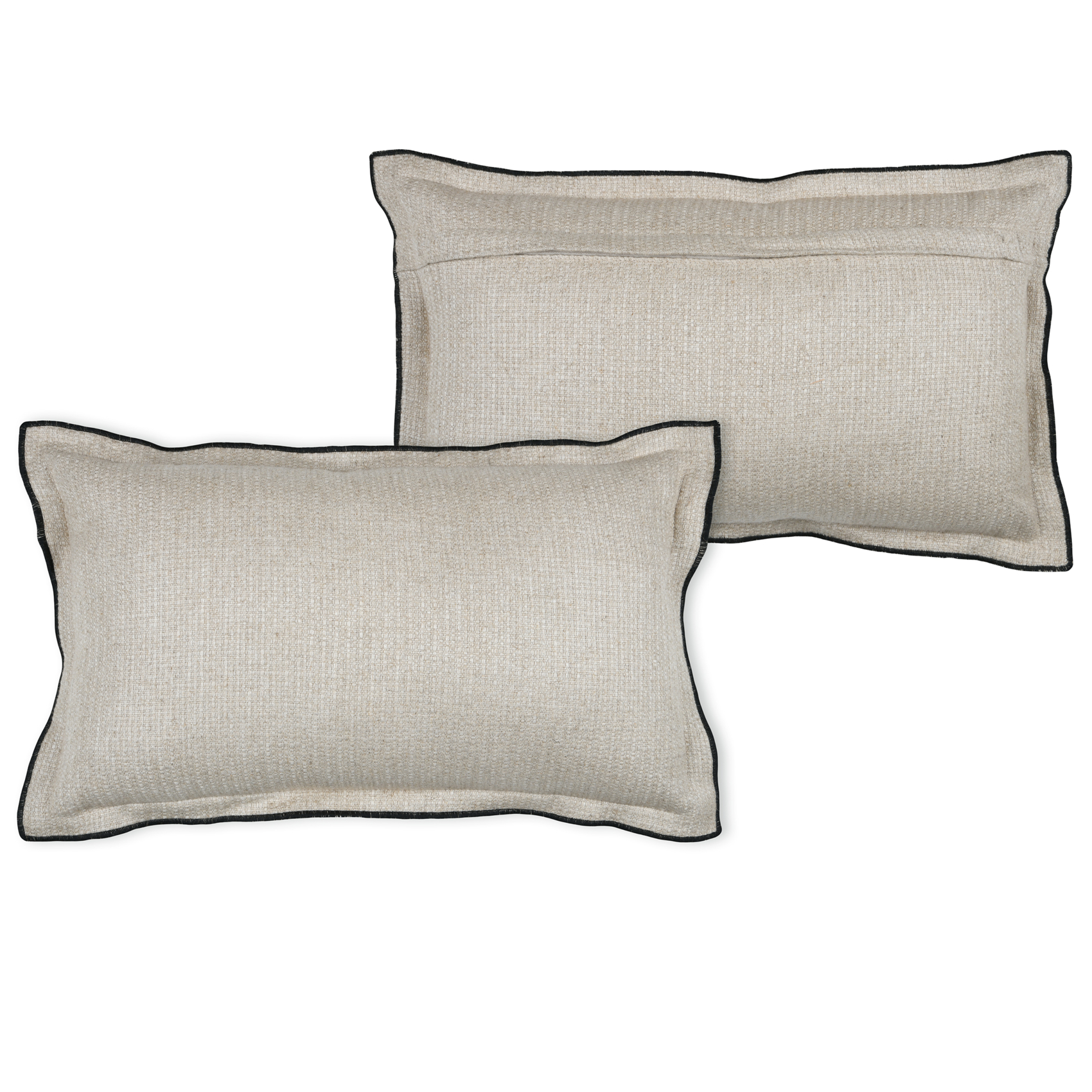 Coussin  poly-lin volant plat feston noir — vue 4