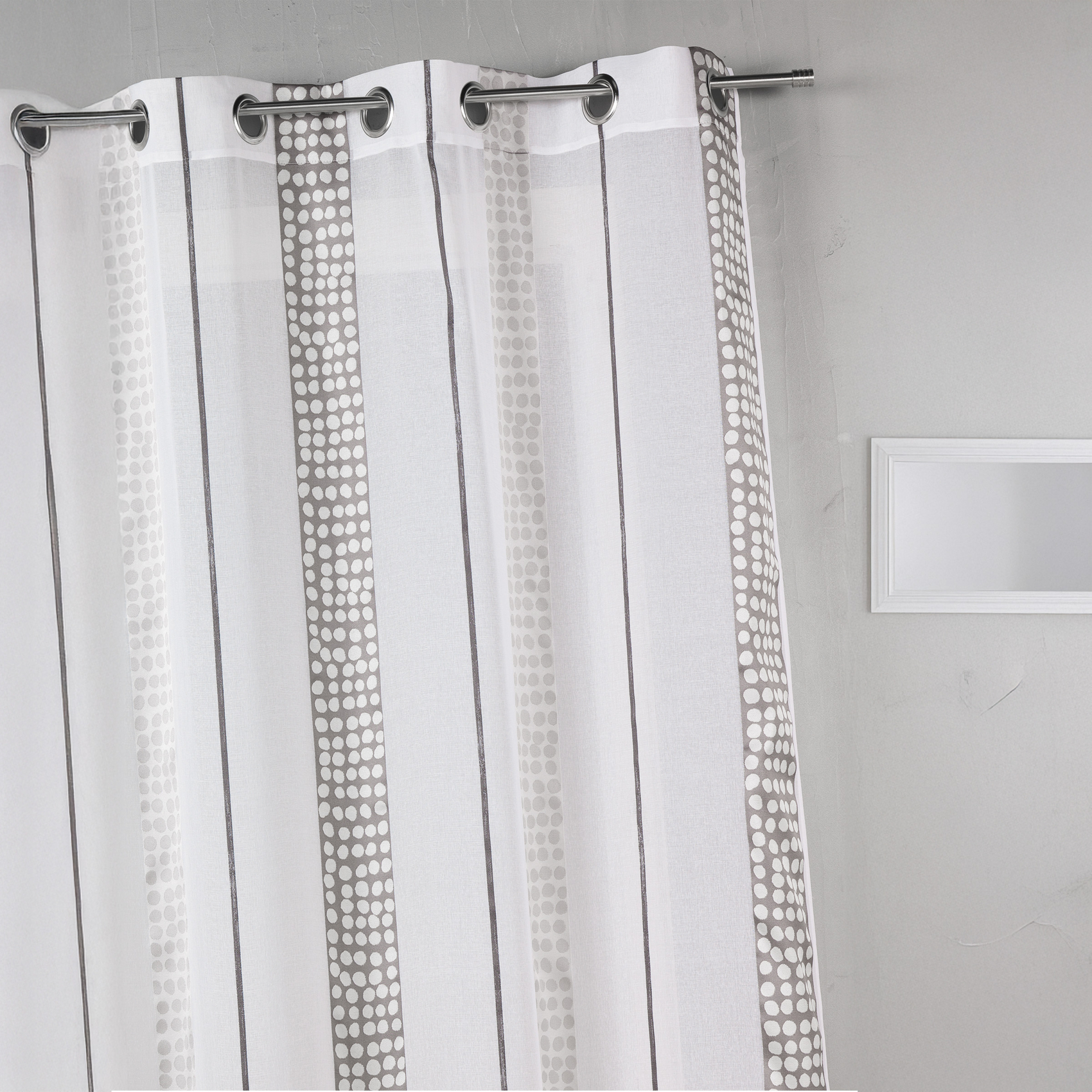 Voilage en étamine à rayures verticales à pois — vue 4