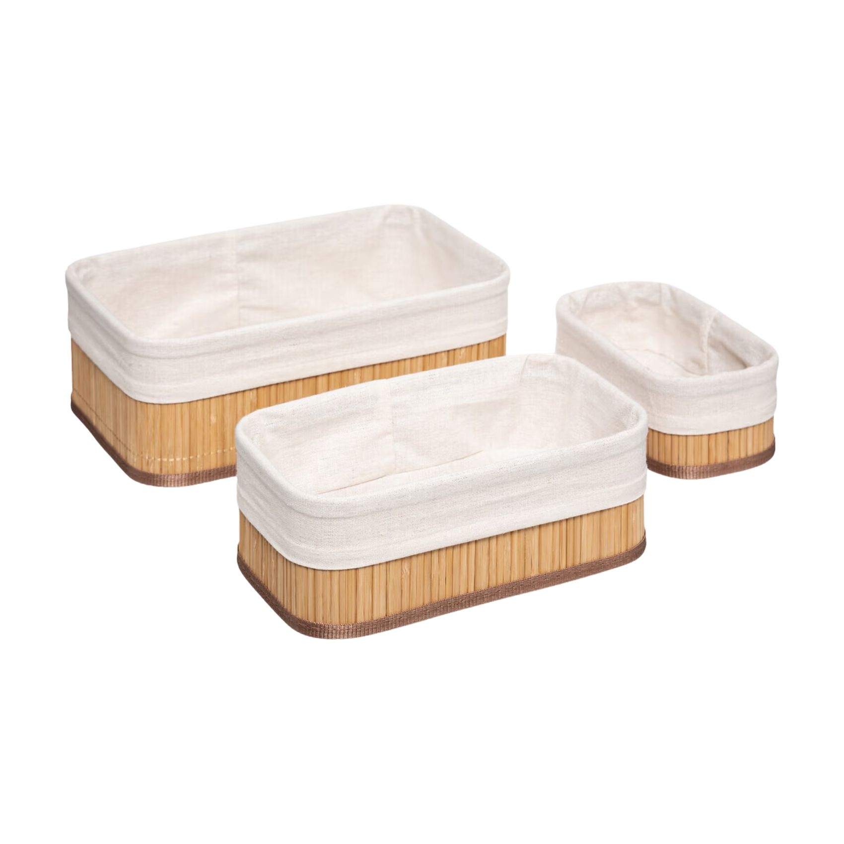 Lot de 3 paniers en bambou et tissu — vue 6