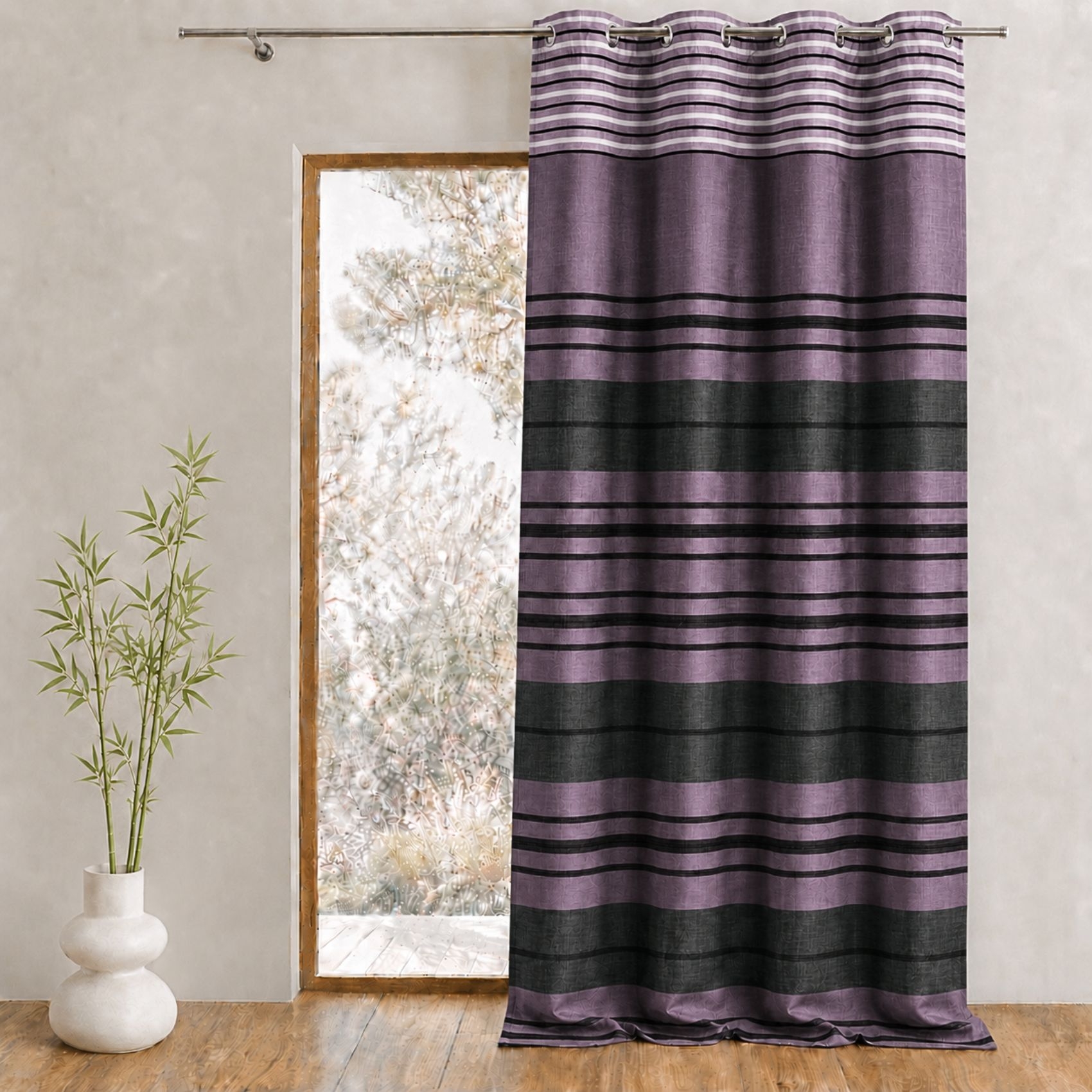 Rideau shantung rayure chenille
