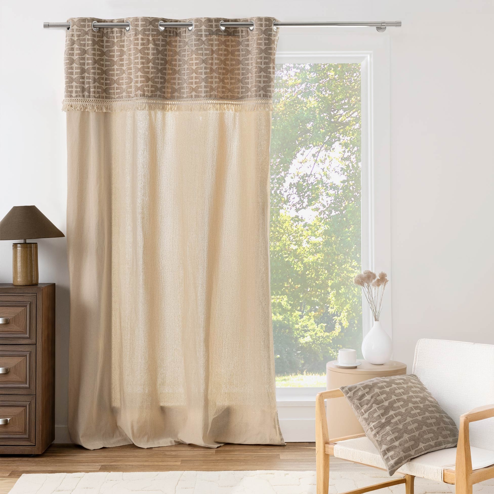 Coussin décoratif déhoussable en jacquard à motif géométrique — vue 3