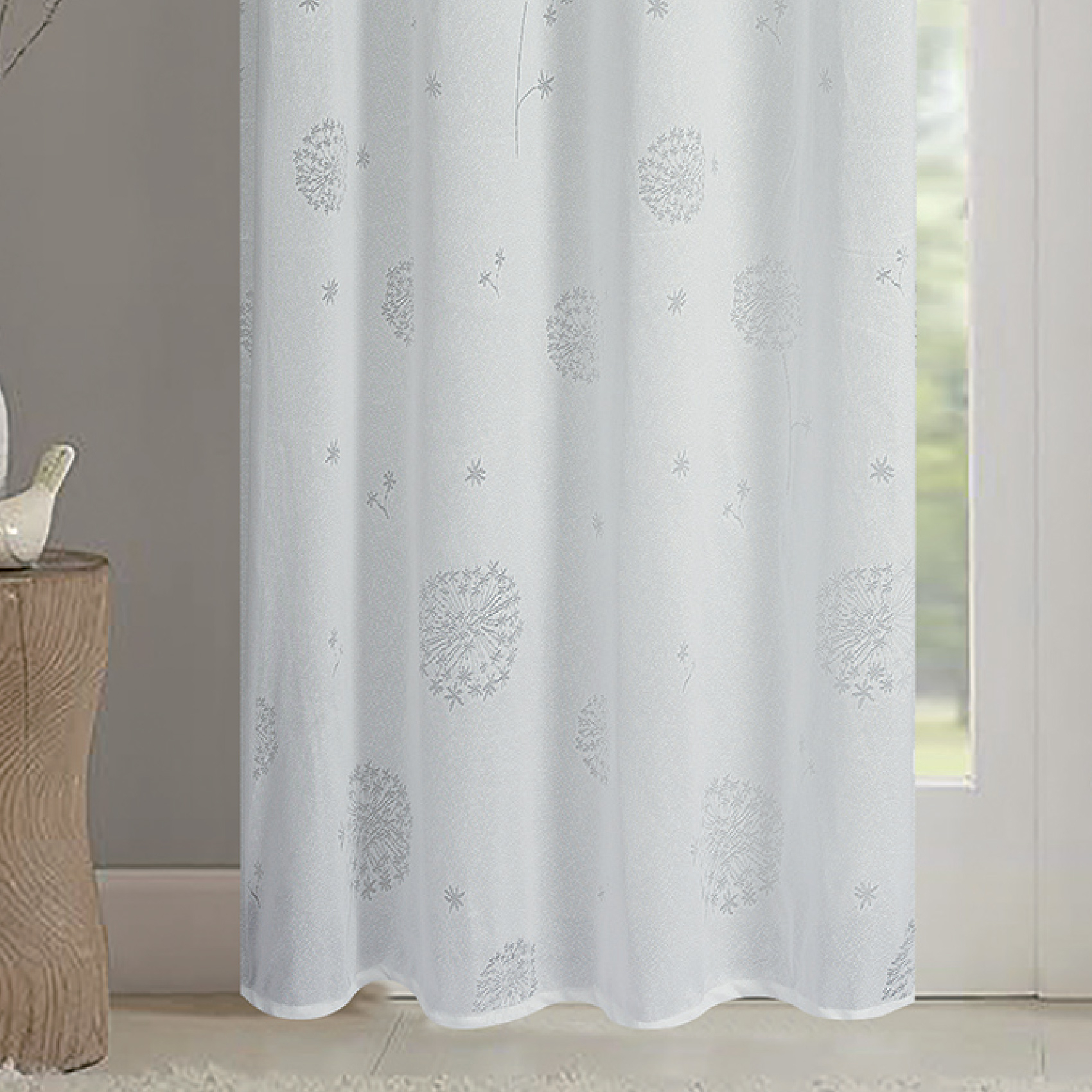 Paire de voilages à oeillets fleurs effet tissé — vue 4