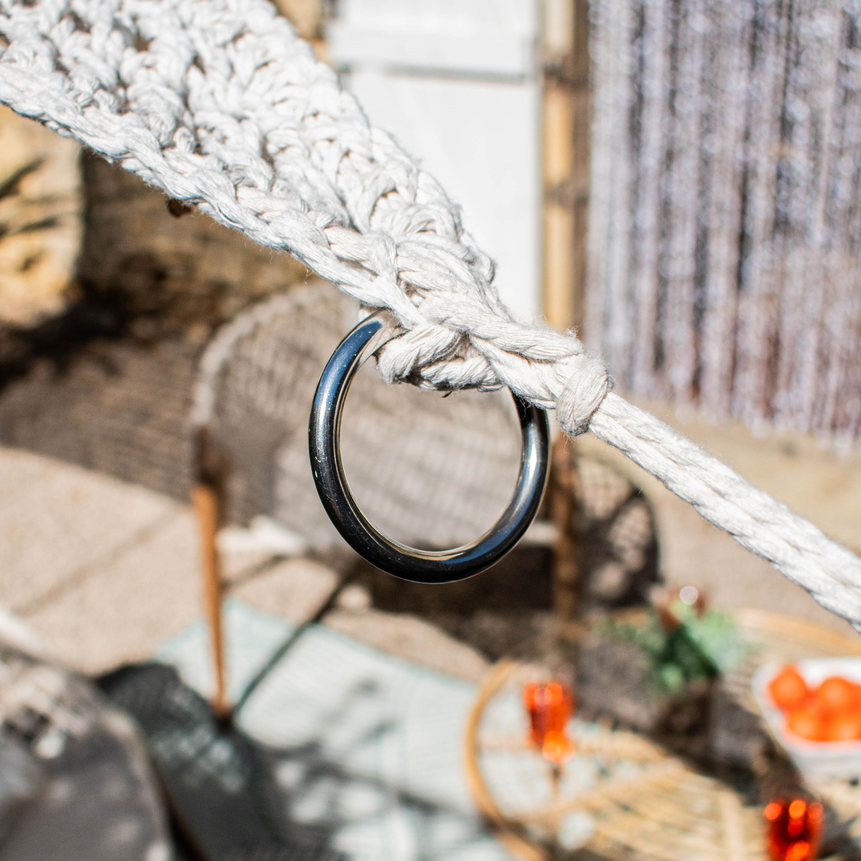 Voile d’ombrage triangulaire macramé polylin — vue 3