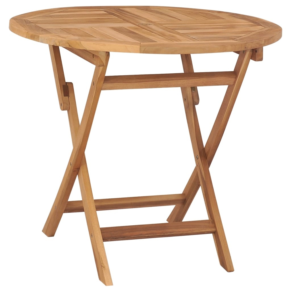 Table extérieur ronde pliante en bois