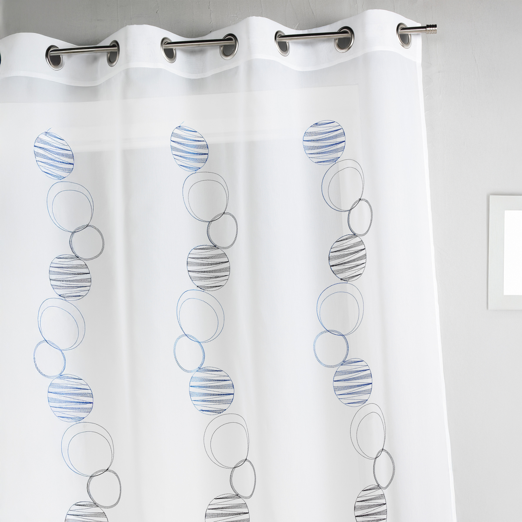 Voilage en étamine à imprimés rond et cercle