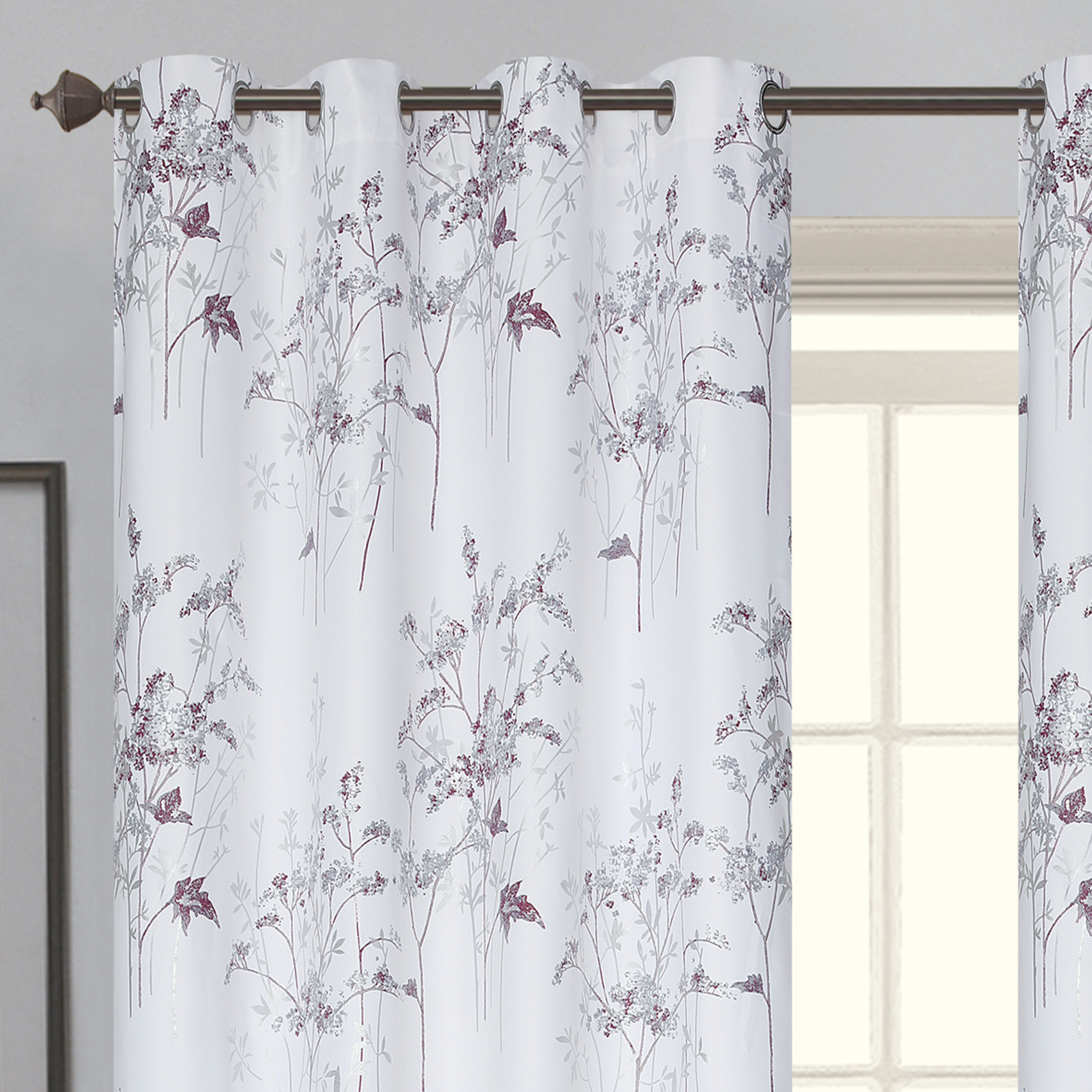Paire de de rideaux occultants à œillets motif végétal — vue 5