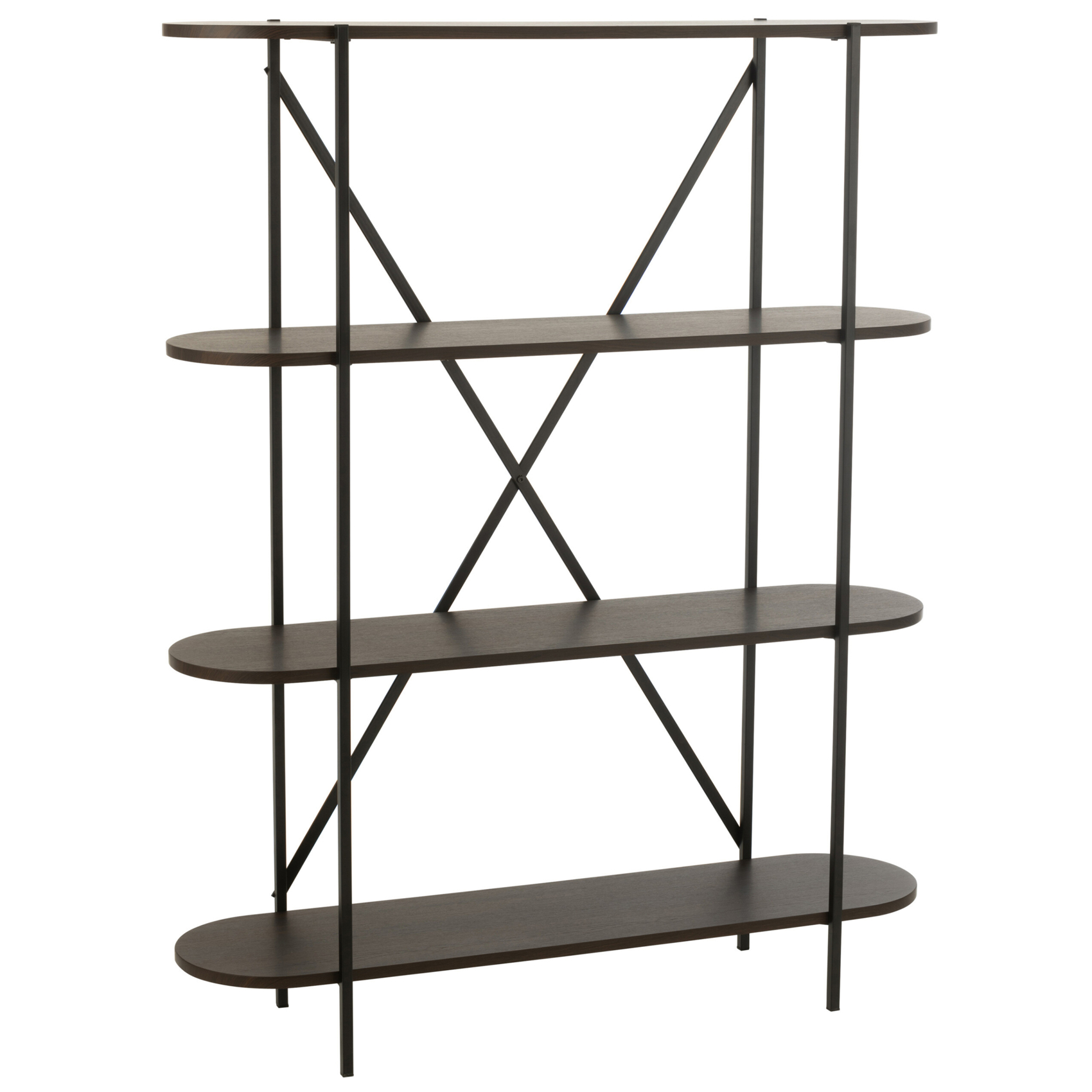 Étagère ovale en bois et métal