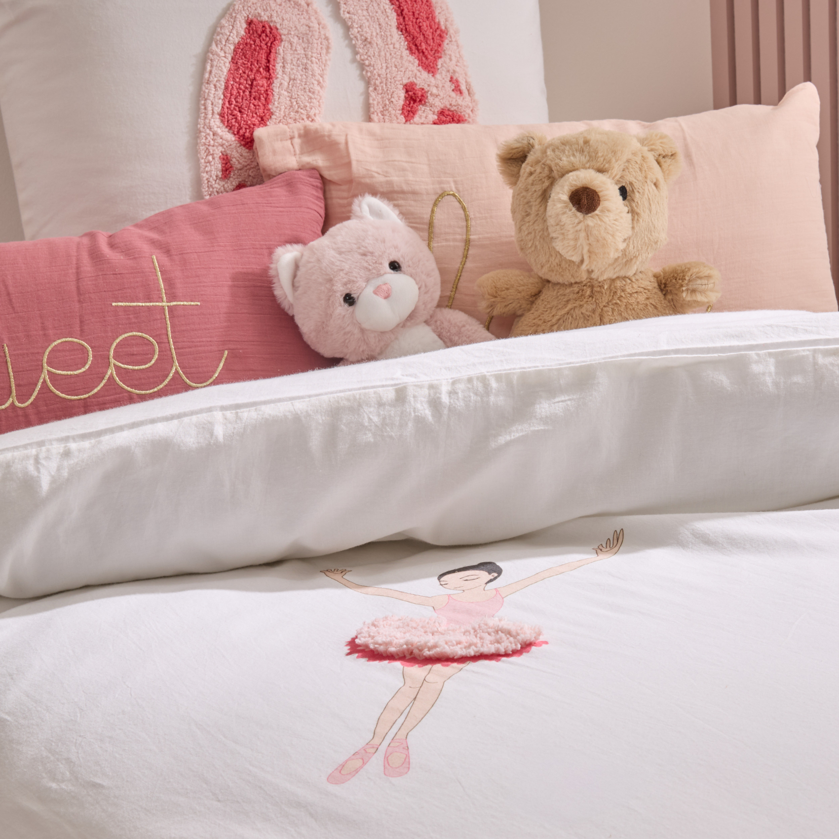 Parure de lit enfant 2 pièces coton tufté ballerine housse + taie — vue 3