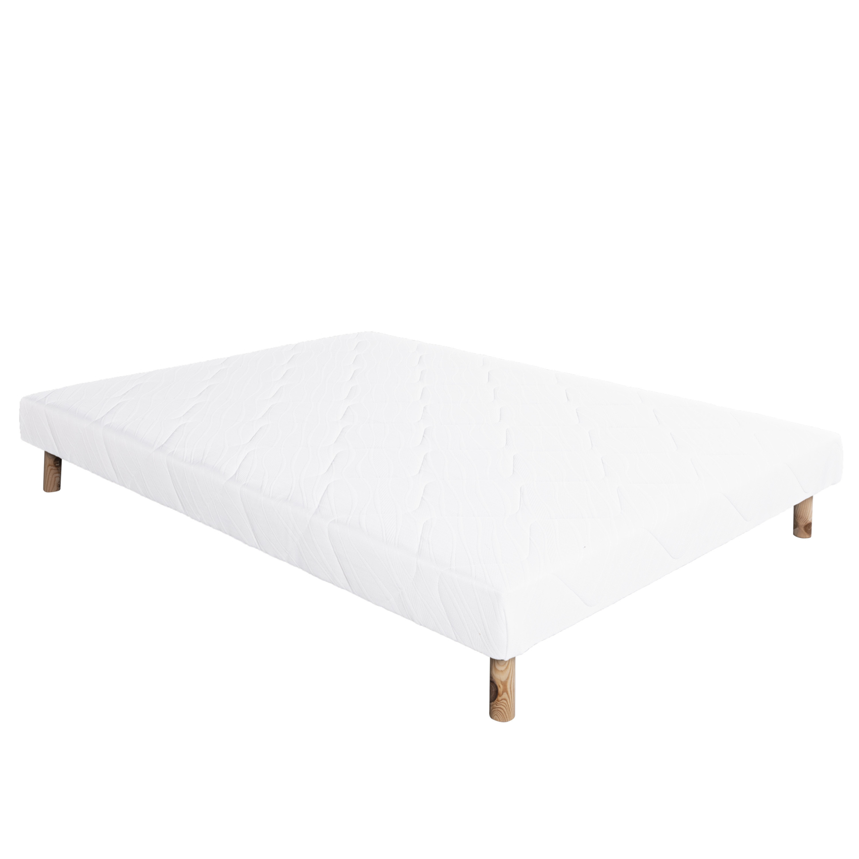 Sommier tapissier bois massif blanc avec pieds