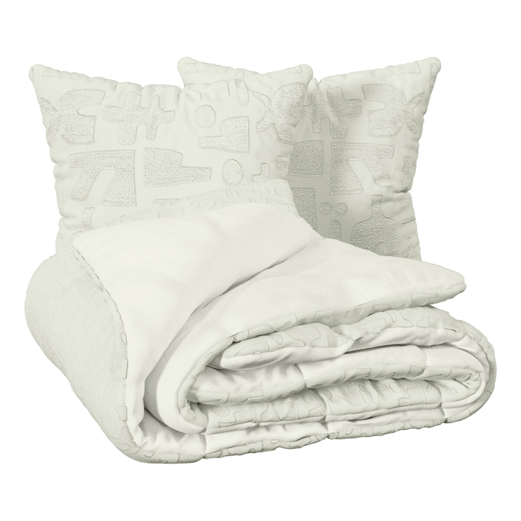 Parure de lit 3 pièces en microfibre lavée avec motifs tuftés