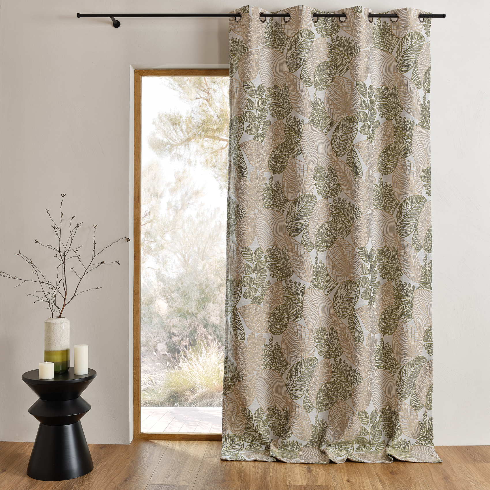 Rideau jacquard en poly-coton à motifs feuilles — vue 5