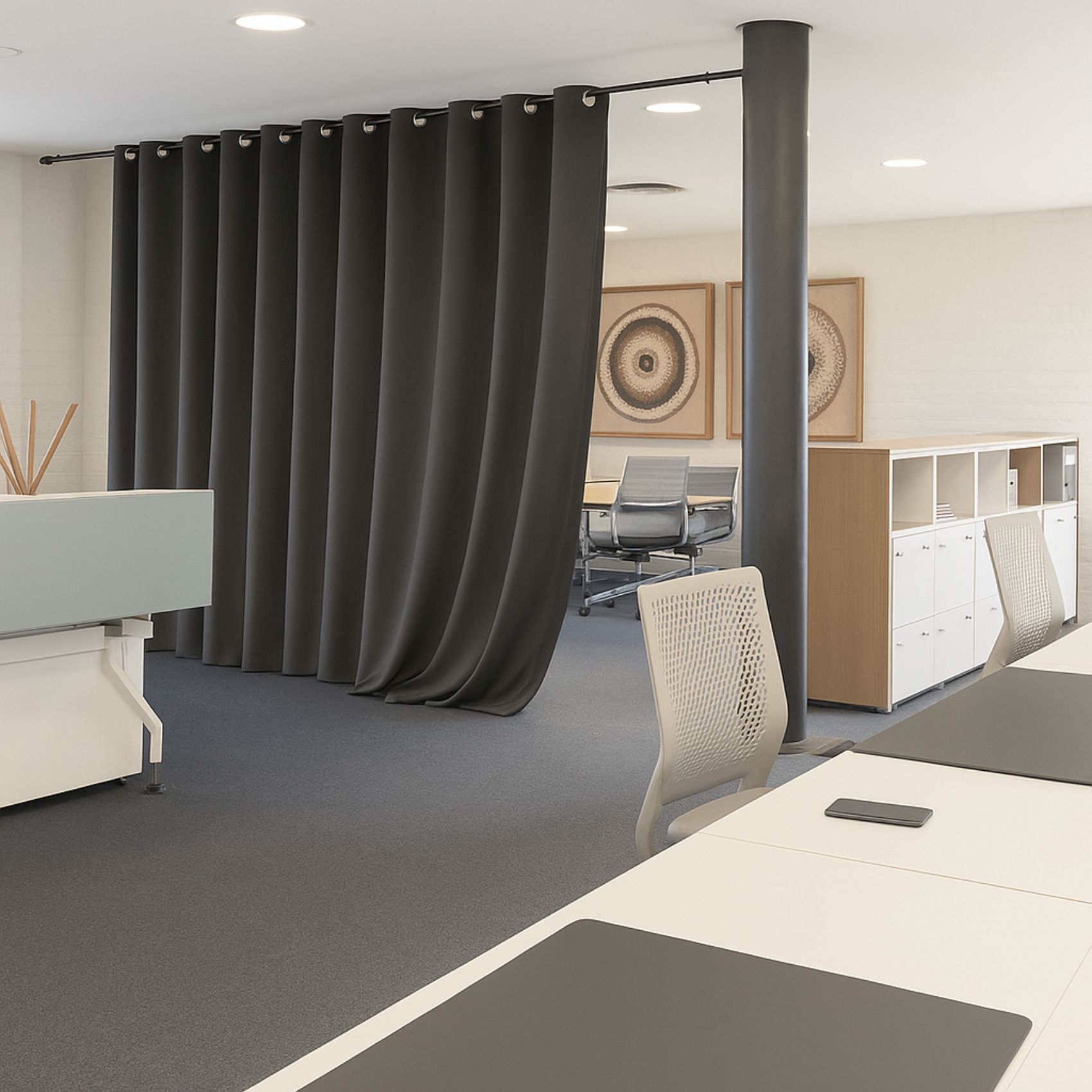 Rideau 100% Occultant Ignifugé M1 Non Feu Gris — vue 4