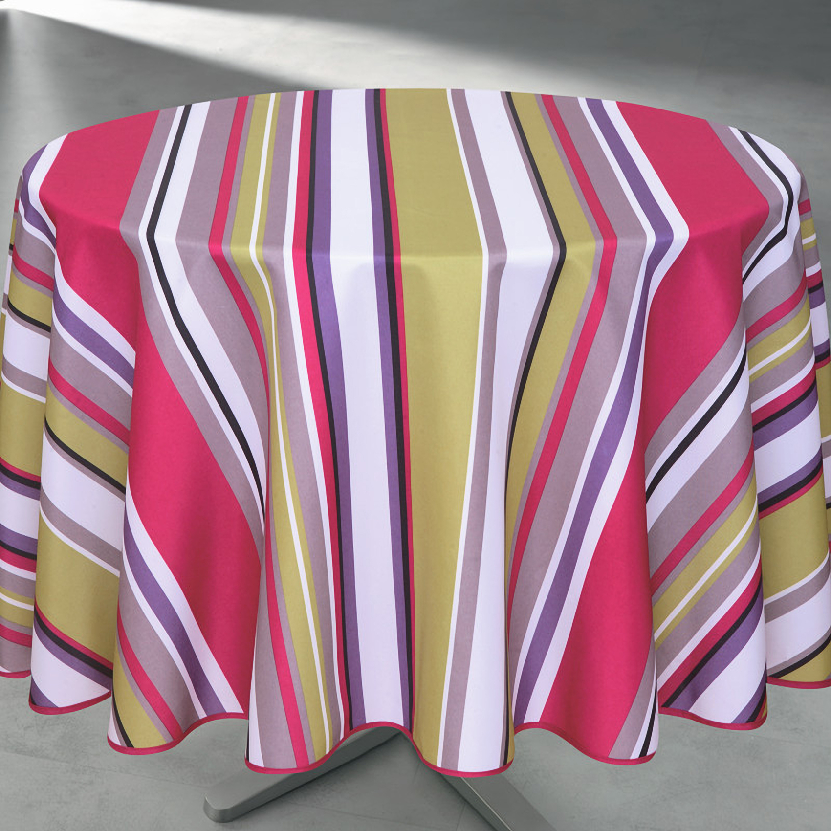 Nappe ronde anti taches à rayures
