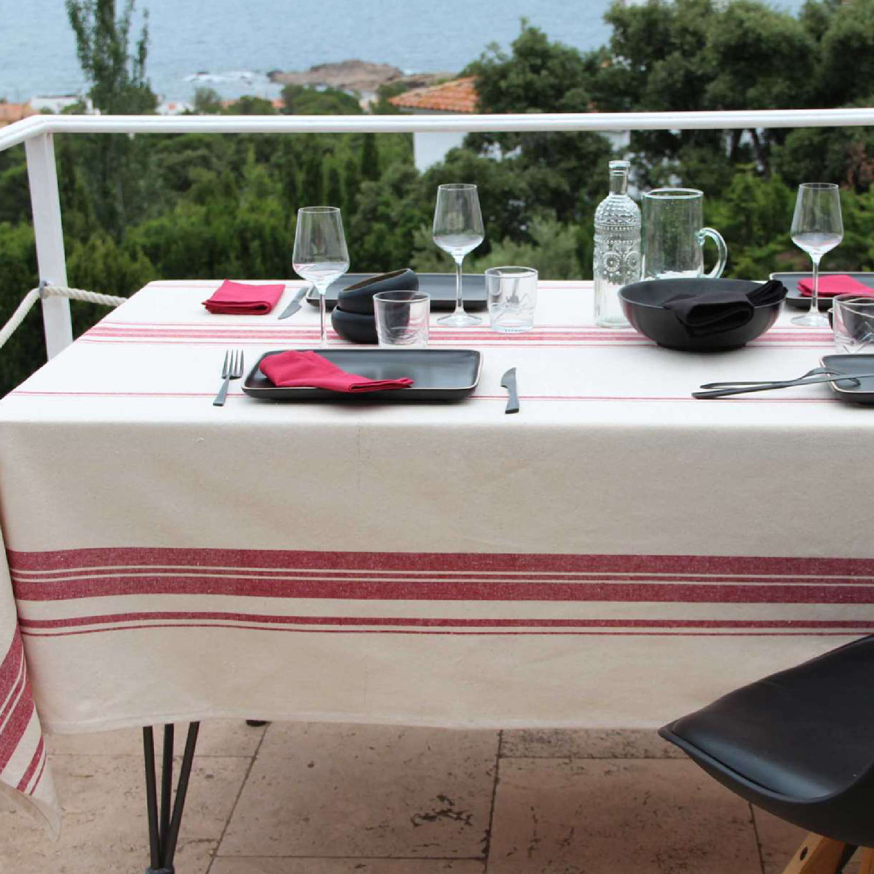 Nappe Rustique Chic Coton Lavé Prunelle — vue 3