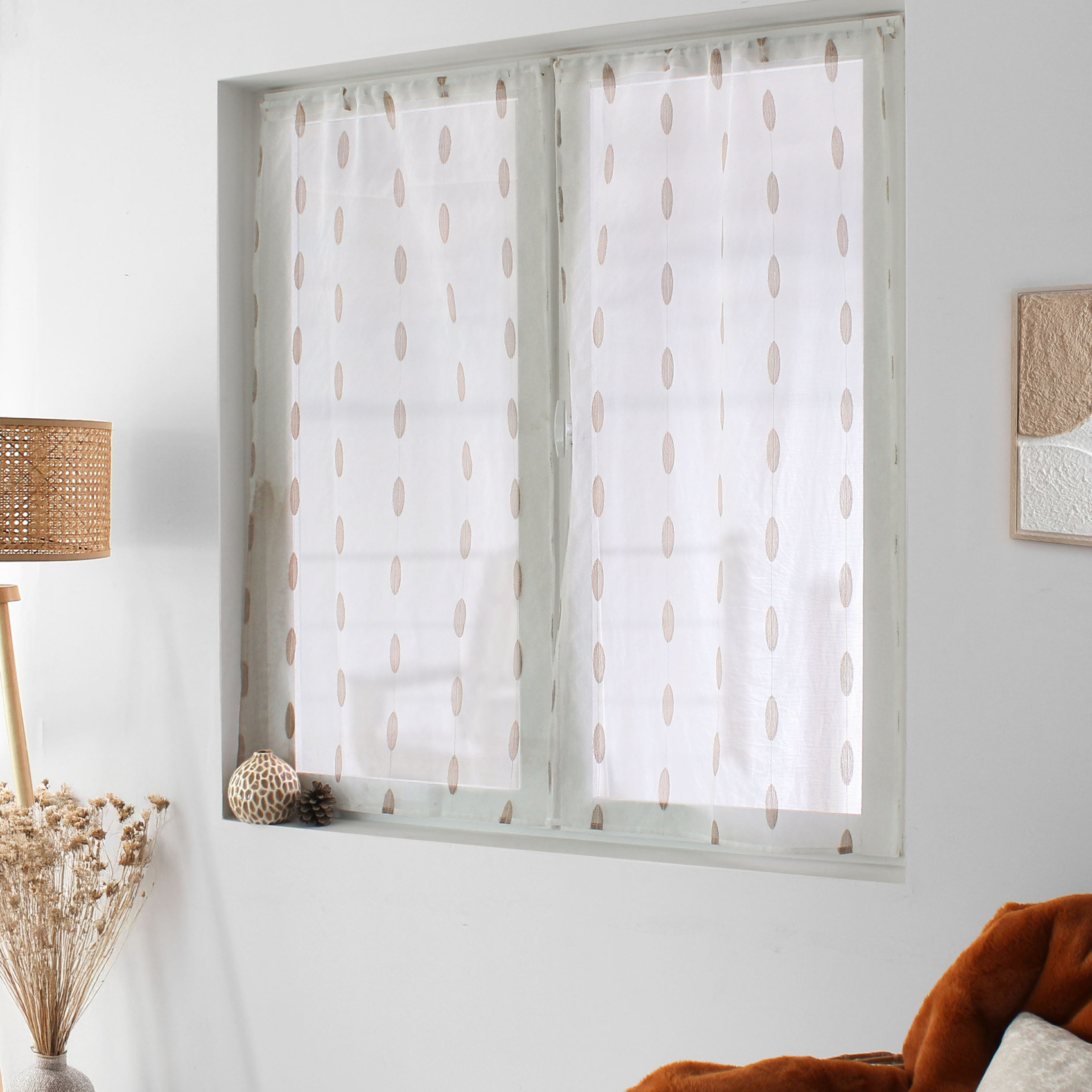 Paire de petits vitrages jacquard motif ovale — vue 5