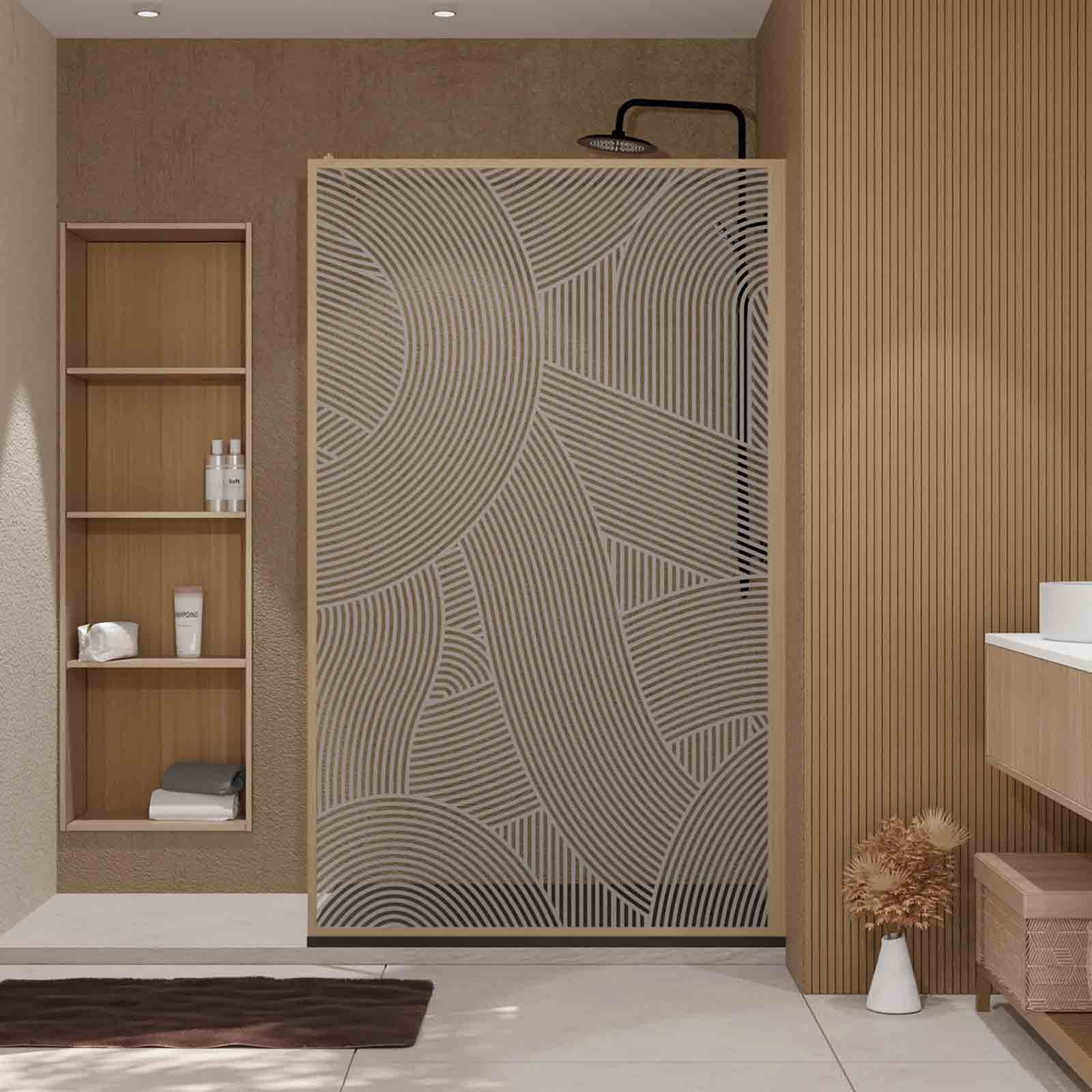 Paroi de douche Japandi en verre sérigraphié motif arrondi — vue 6