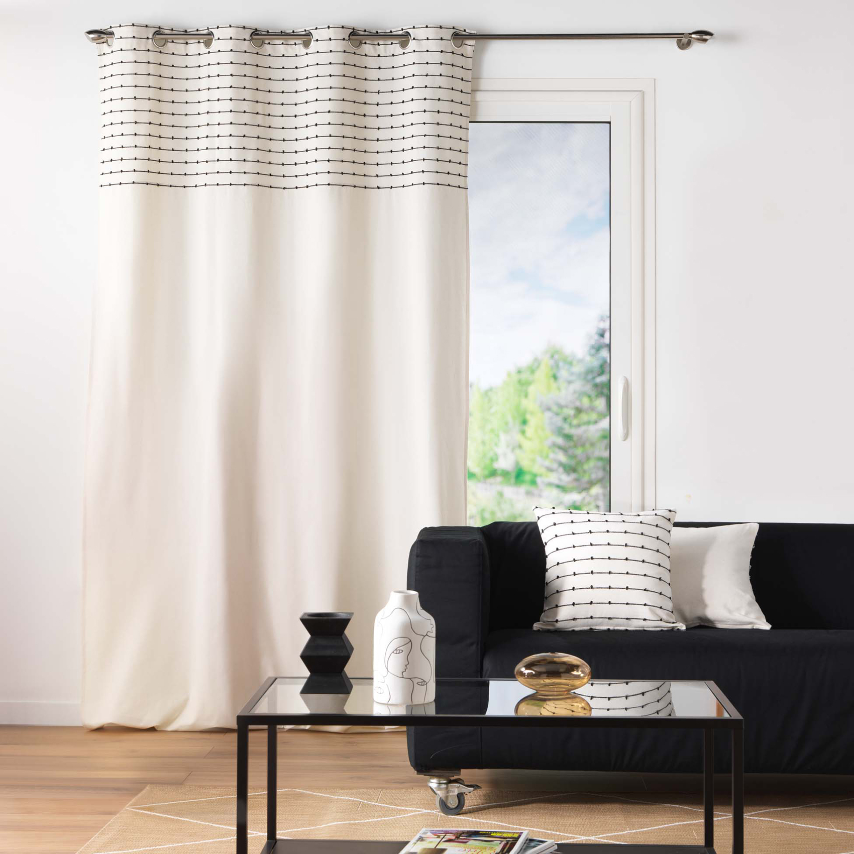 Rideau en coton recyclé à top fil coupé — vue 4