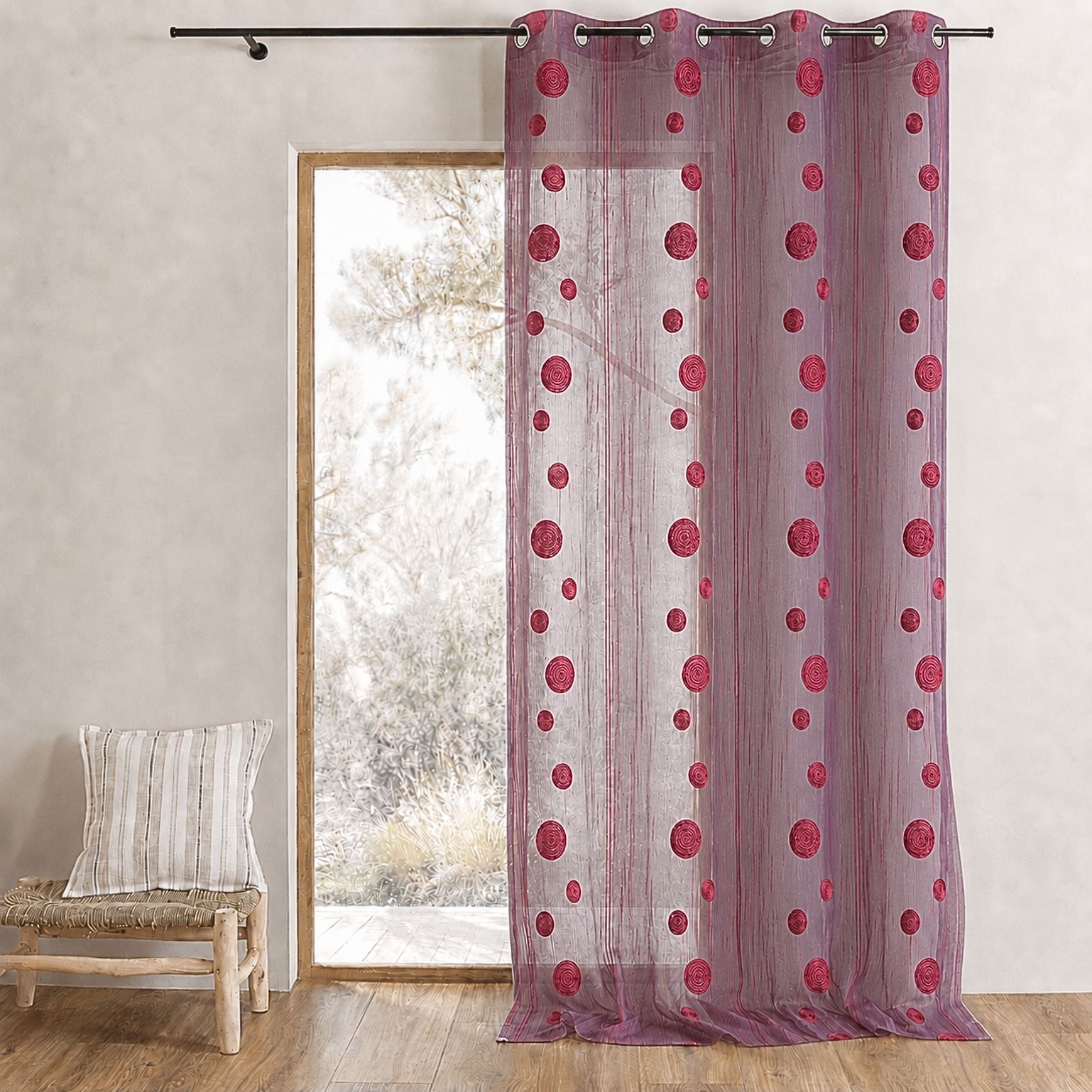 Voilage organza fils coupés motif ronds — vue 5