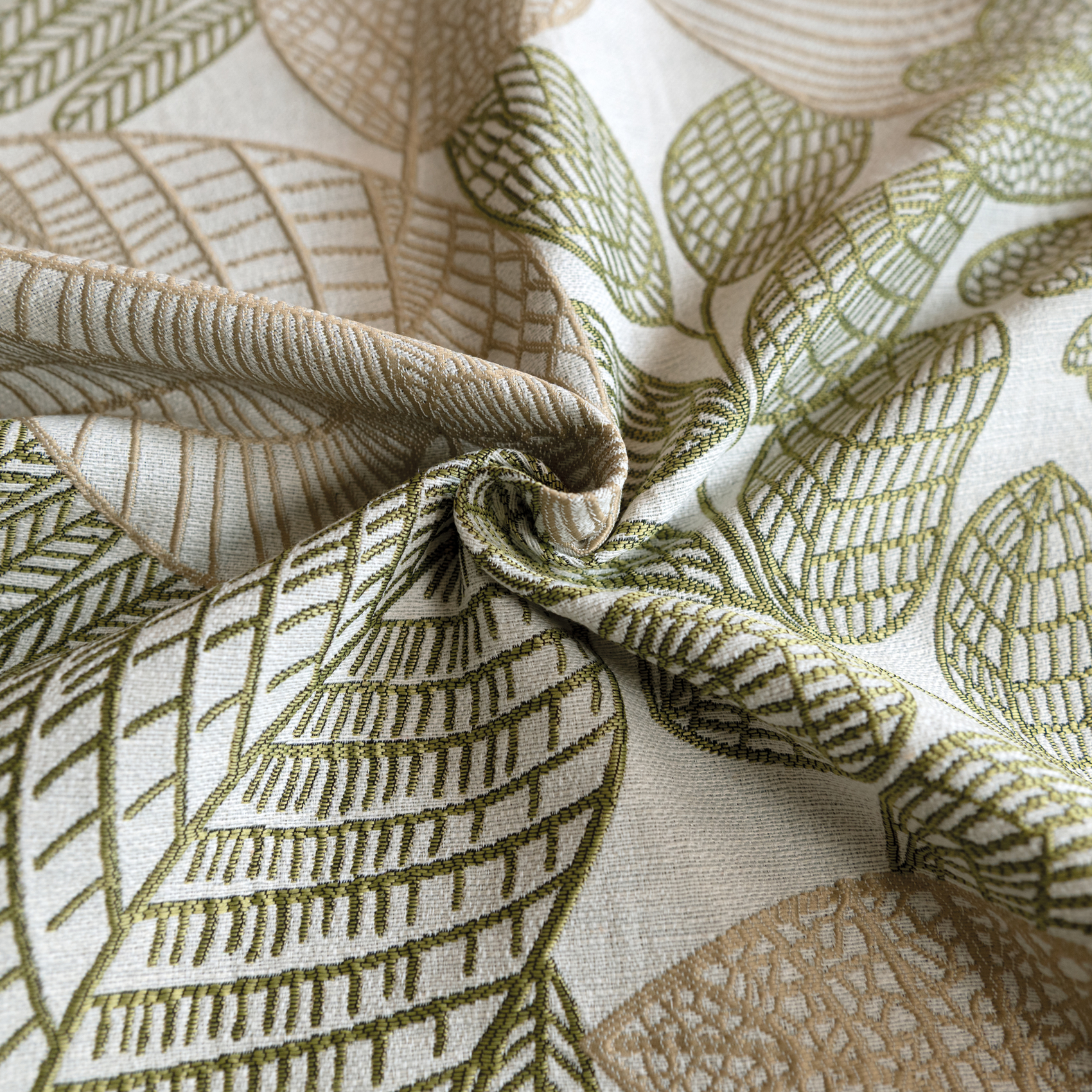Tissu d’ameublement jacquard en polycoton à motifs feuilles — vue 4