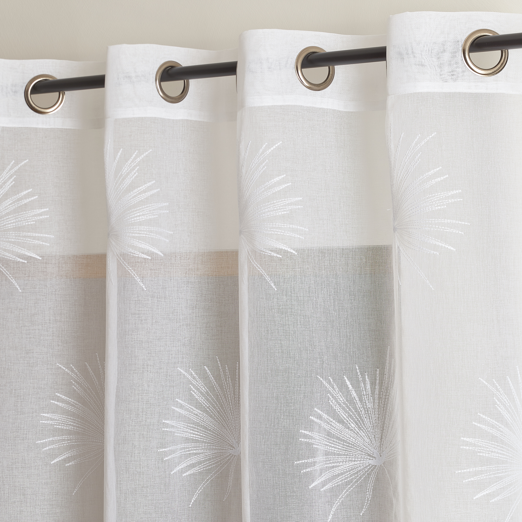 Voilage tamisant broderie palme — vue 3
